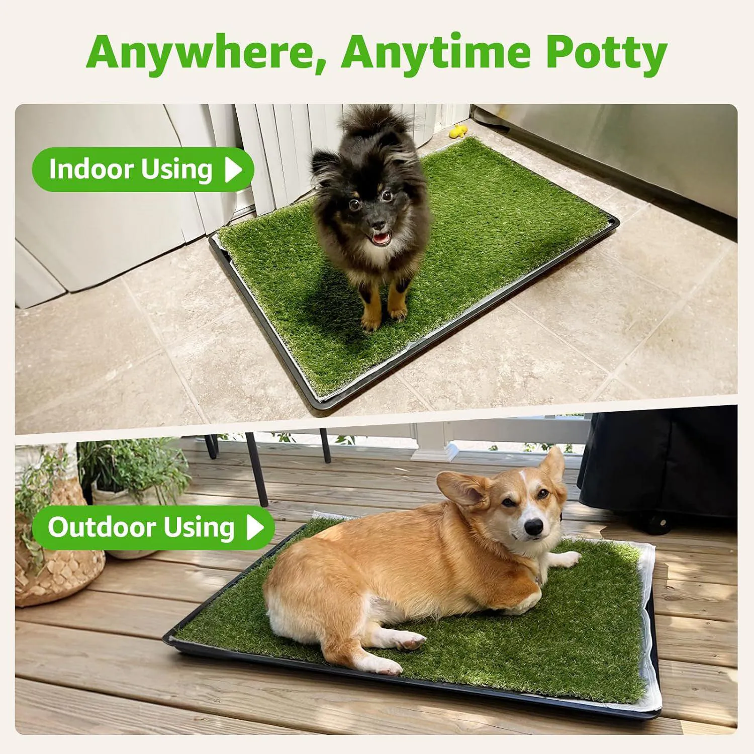 Baño Portátil para Perros con Césped Artificial y Bandeja Reutilizable Color Verde 7