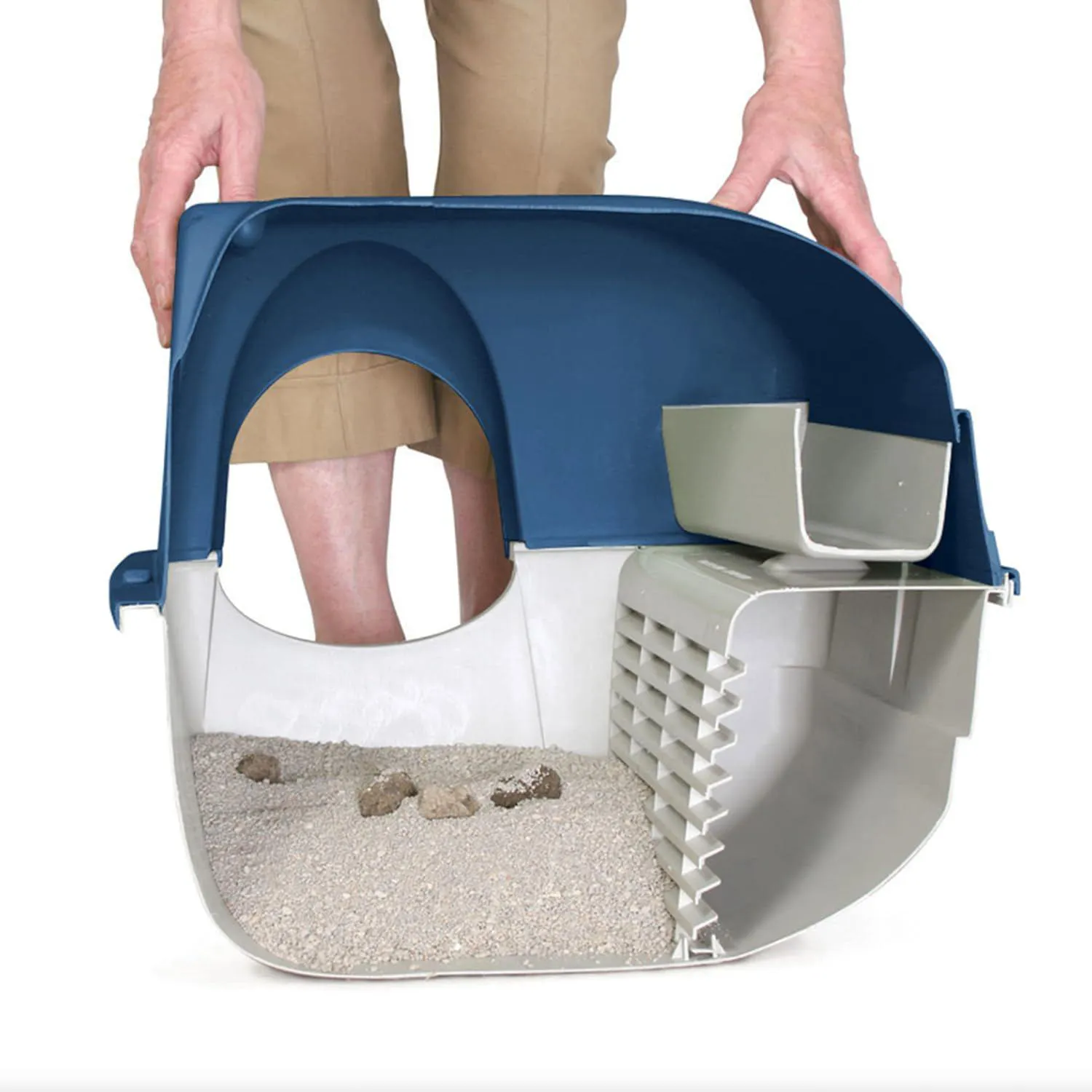 Arenero con Autolimpieza para Gatos Omega Paw Roll 'n Clean Premium Color Azul Perla 3