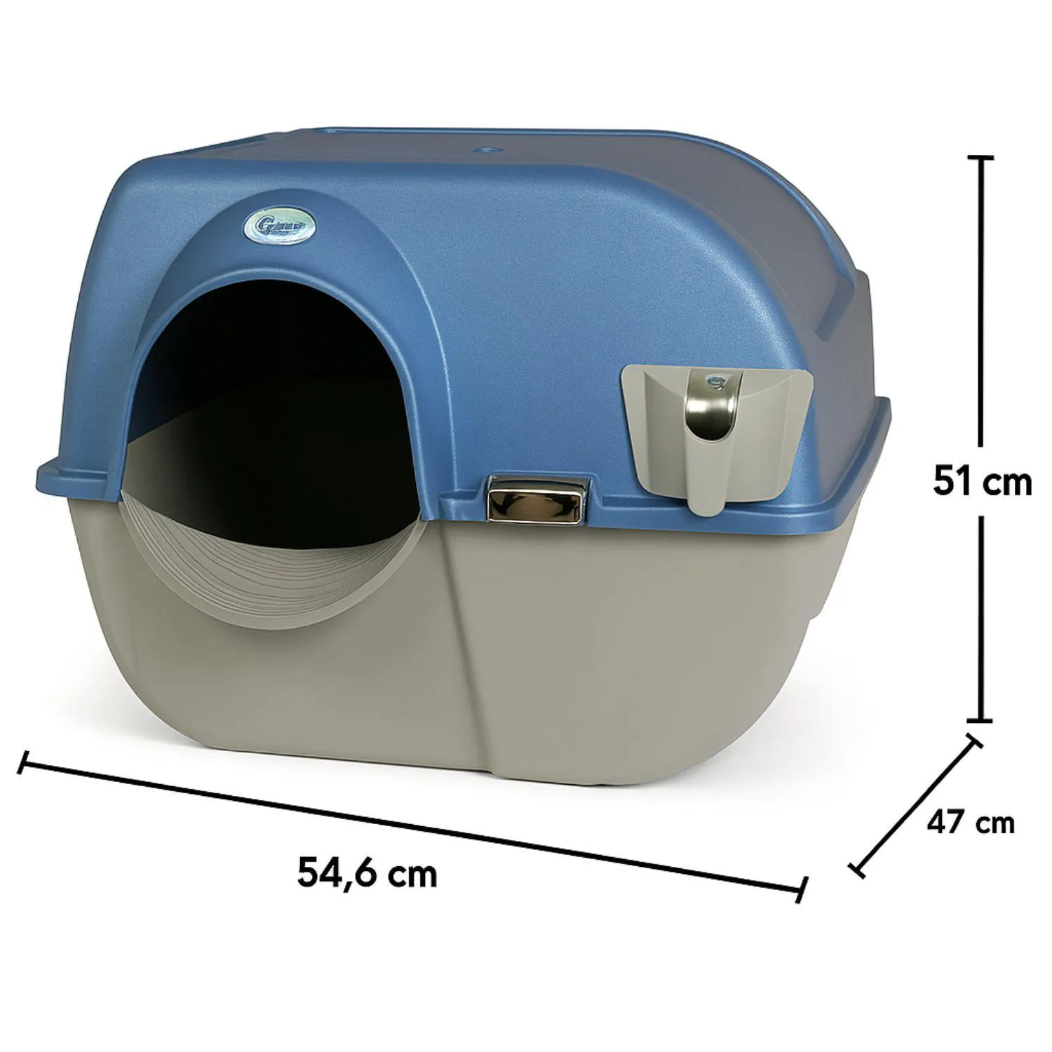 Arenero con Autolimpieza para Gatos Omega Paw Roll 'n Clean Premium Color Azul Perla 9