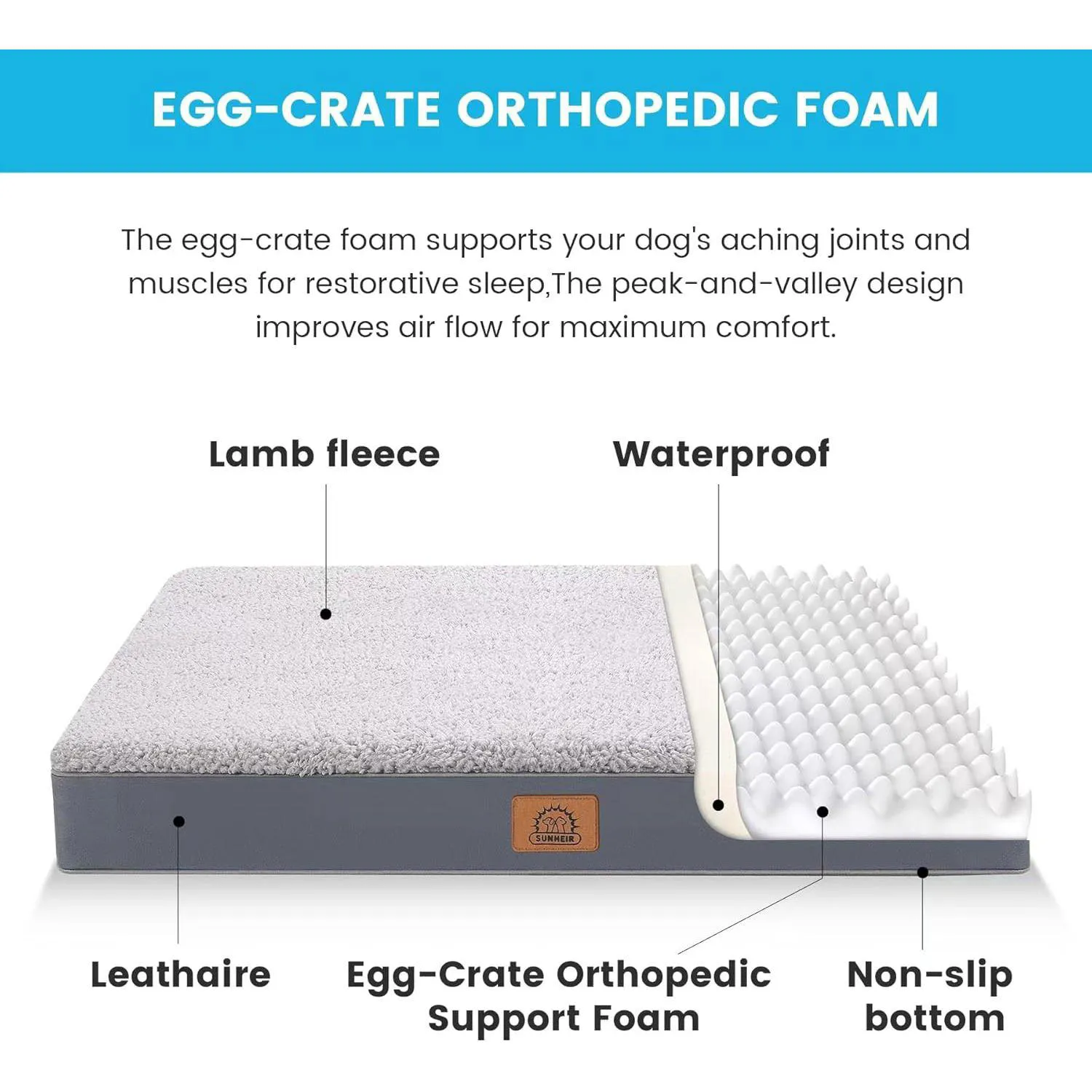 Cama Ortopédica para Perros Grandes Impermeable y Antideslizante