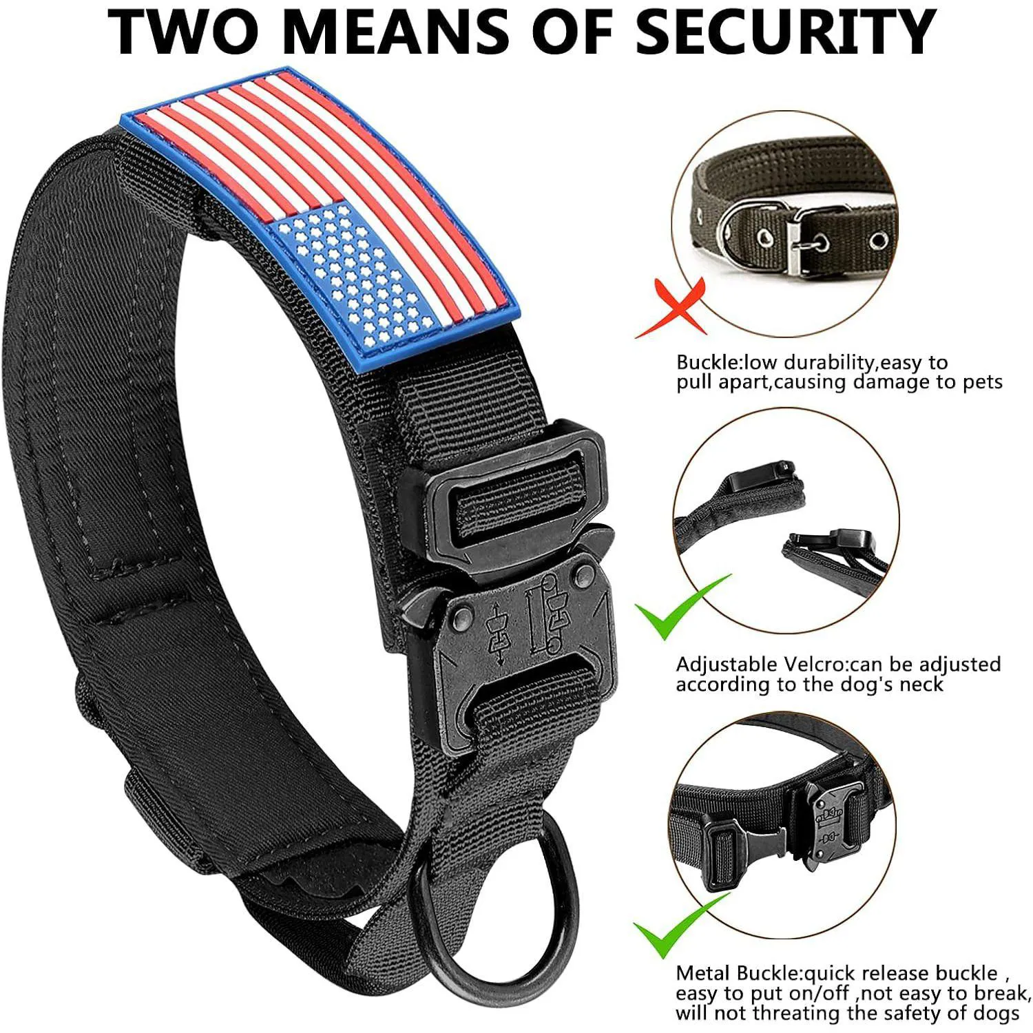 Collar Táctico Daganxi Ajustable para Perro con Asa y Parches 5