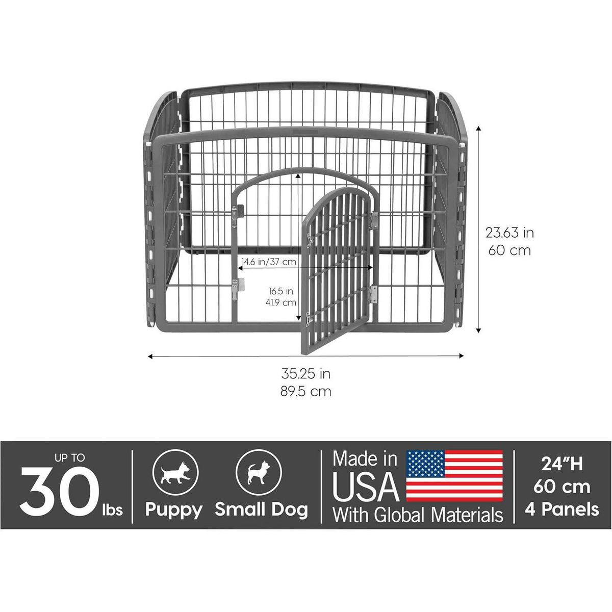 IRIS - Corral IRIS USA para Mascotas con Puerta de 4 Paneles de Plástico