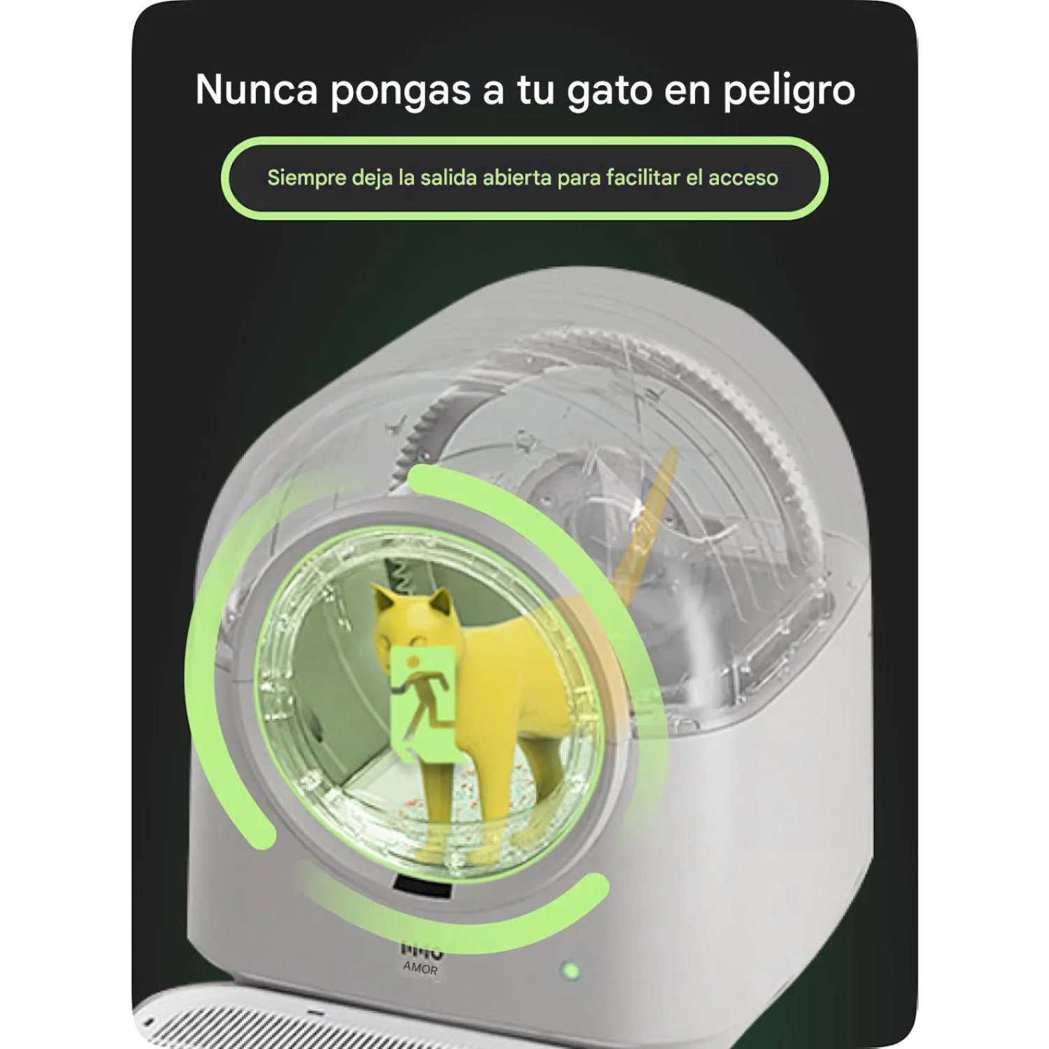 Arenero Automático para Gatos HHOLOVE TYPro 60 L con Control por App y Sistema Manos Libres 5