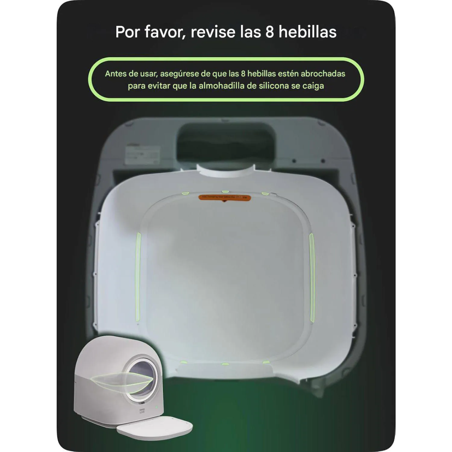 Arenero Automático para Gatos HHOLOVE TYPro 60 L con Control por App y Sistema Manos Libres 8