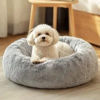 Cama Antiestrés Para Mascotas Jollyvogue Donut Fluffy Color Gris