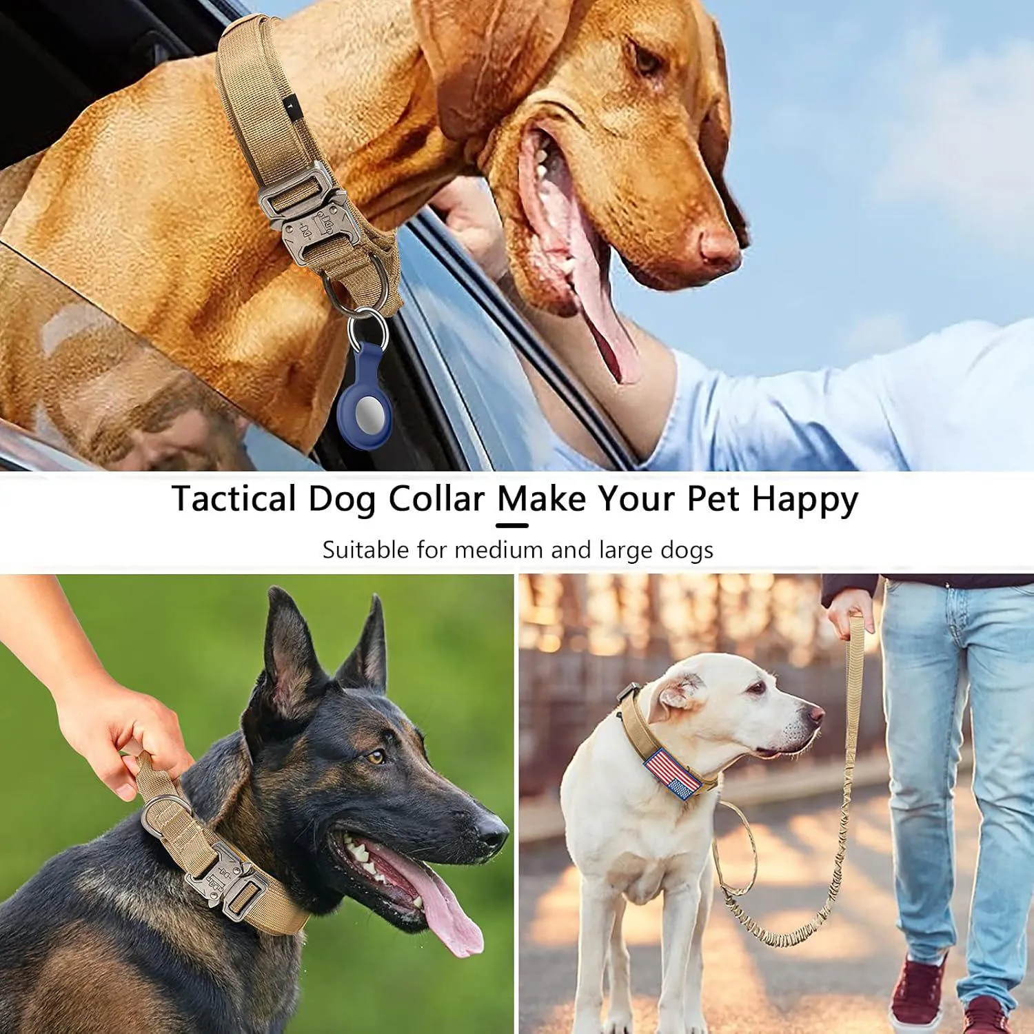 Collar Táctico Ajustable para Perro XXL con Asa 4