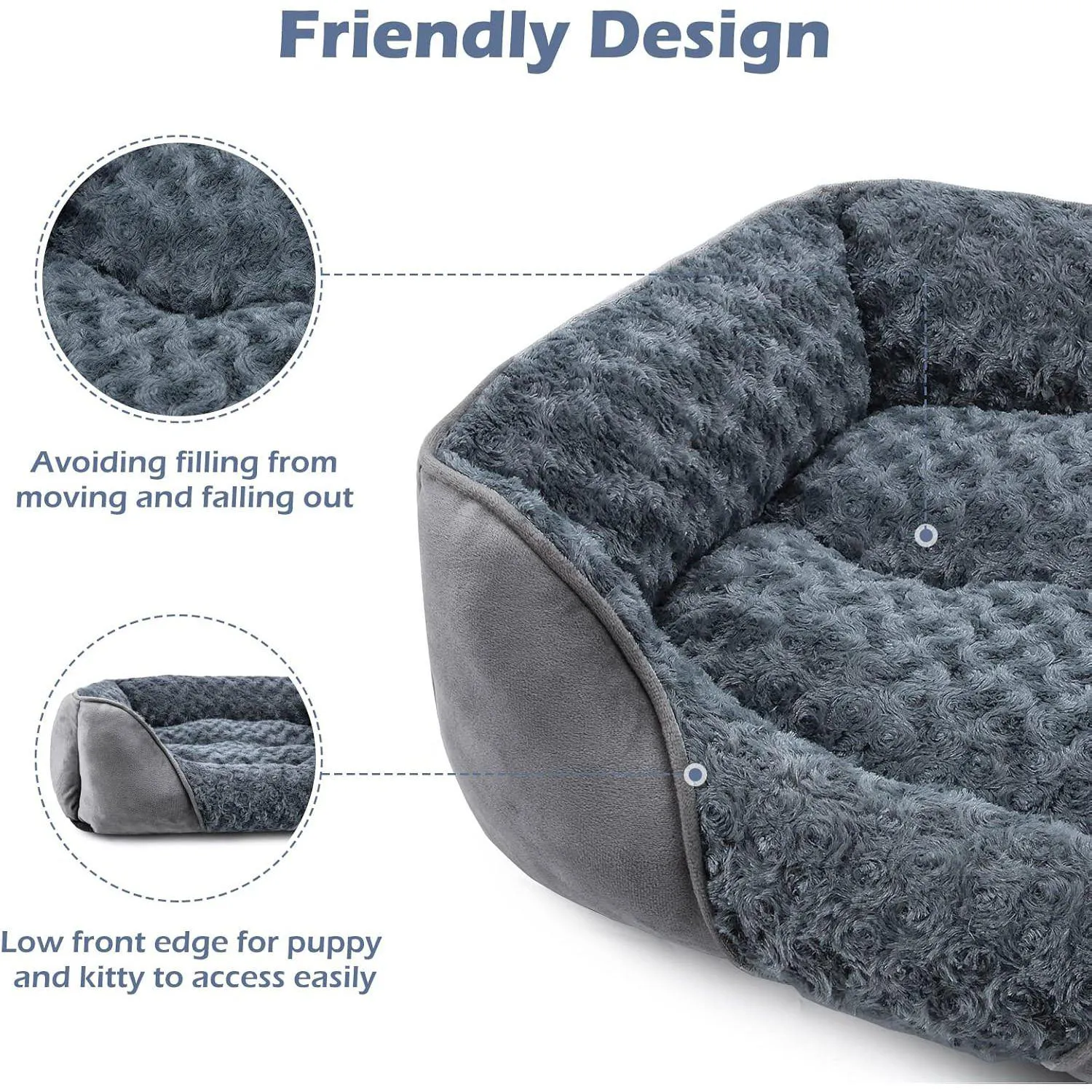 Cama Ortopédica Para Perro INVENHO Lavable Antideslizante Y Acolchada Gris 5