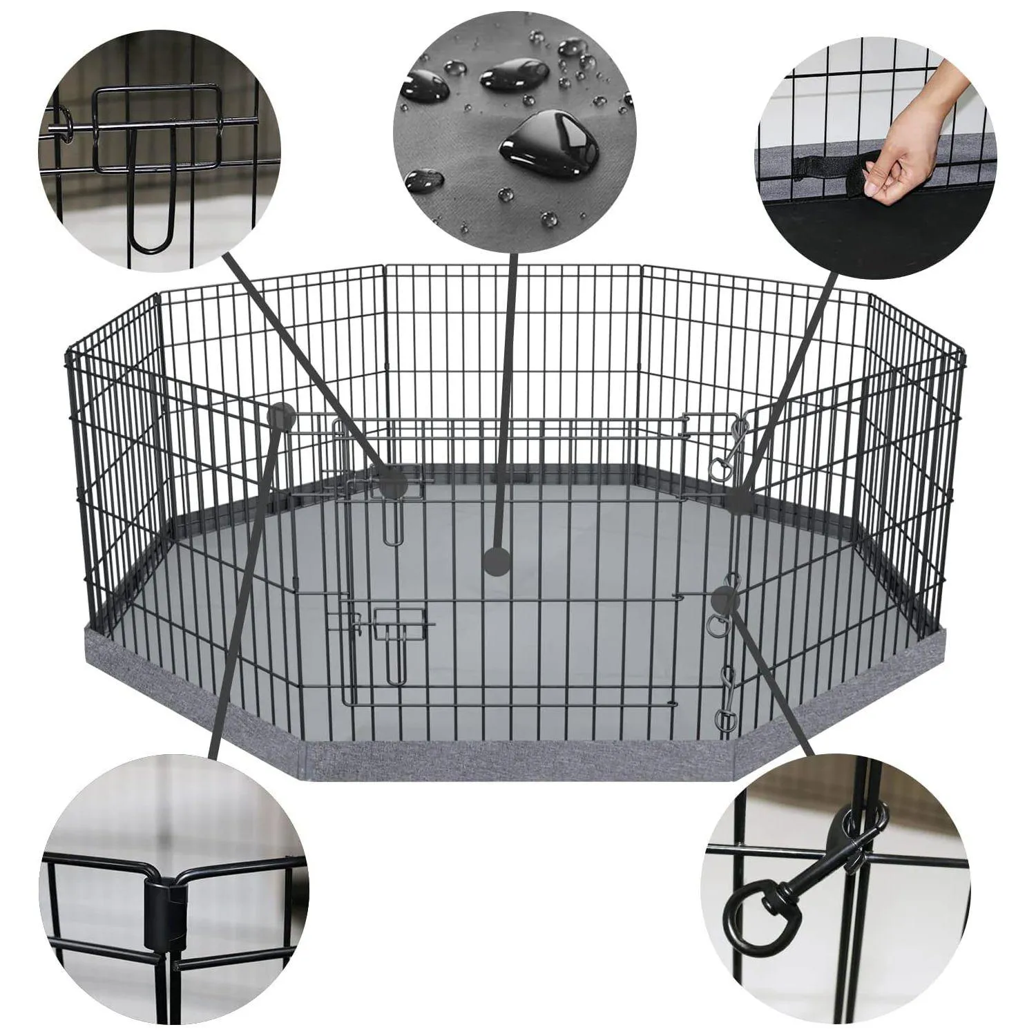 Corral PETIME para Perros de 8 Paneles con Base Impermeable Incluida