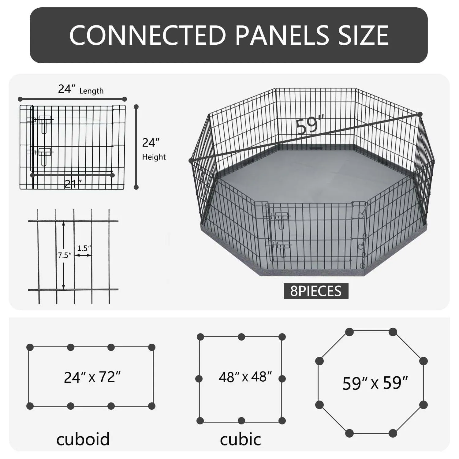 Corral PETIME para Perros de 8 Paneles con Base Impermeable Incluida 3