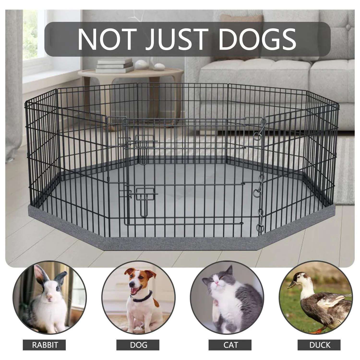 Corral PETIME para Perros de 8 Paneles con Base Impermeable Incluida 6