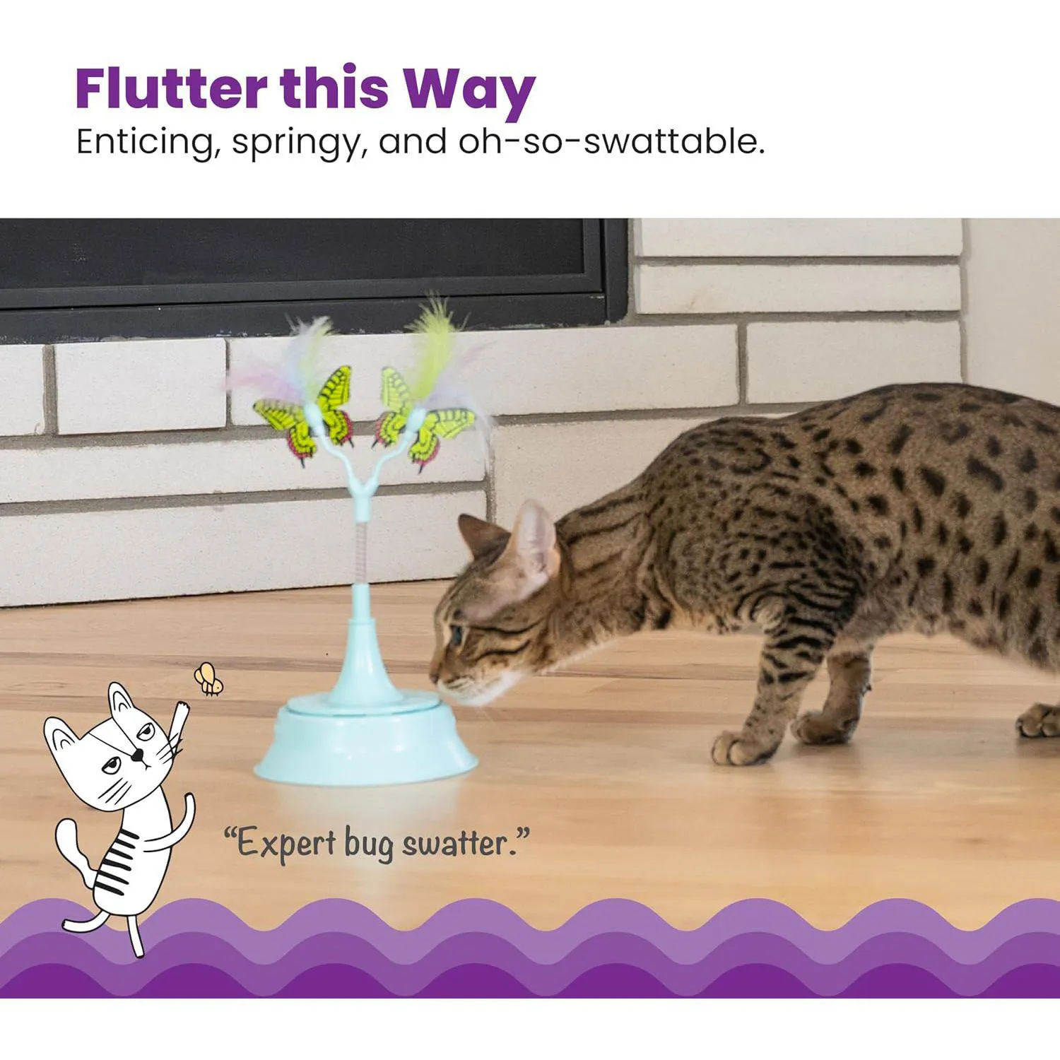 Juguete Interactivo para Gato con Mariposas Saltarinas y Base Adaptable para Pistas