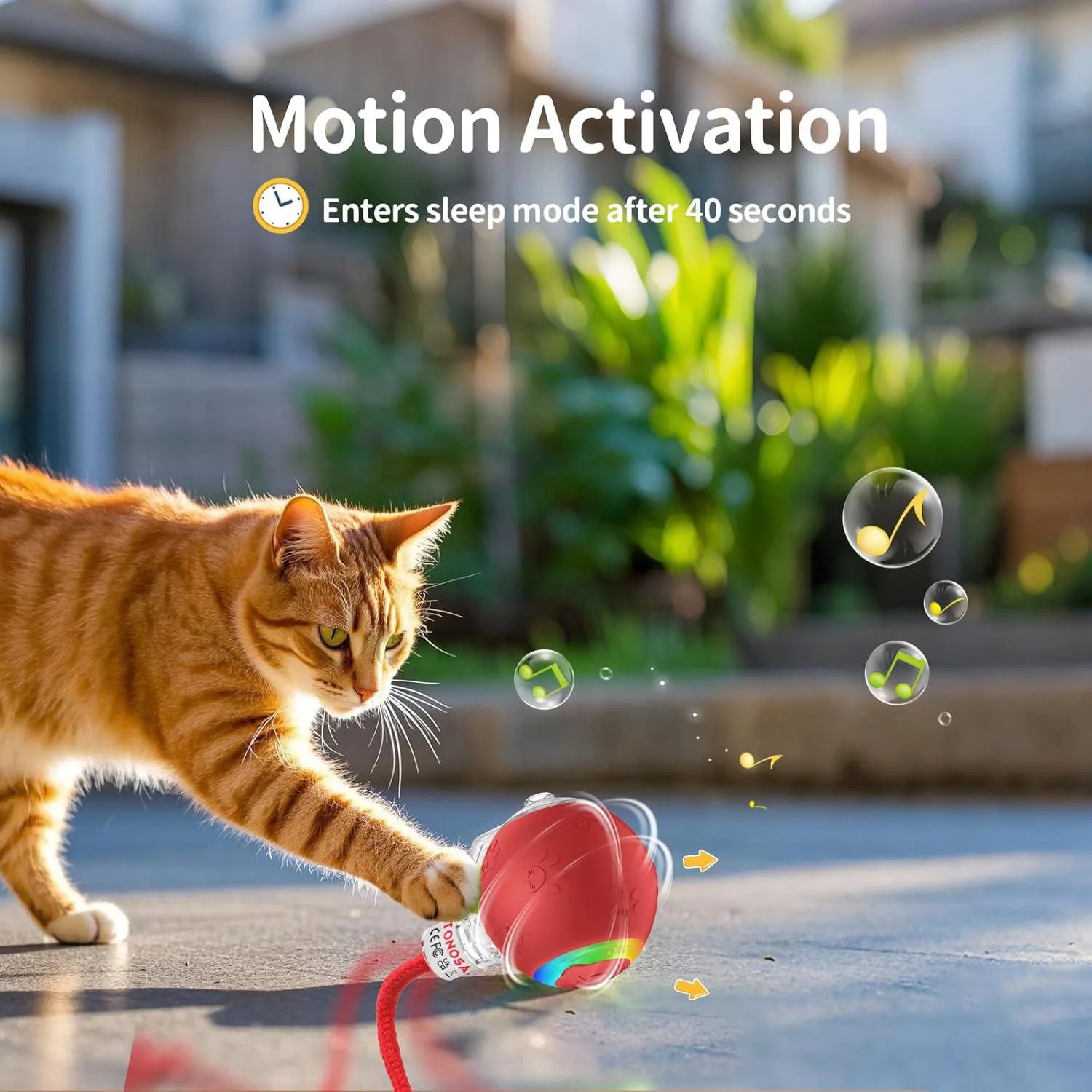 Pelota Interactiva para Gato con Luz RGB y Movimiento Activado por Contacto 3