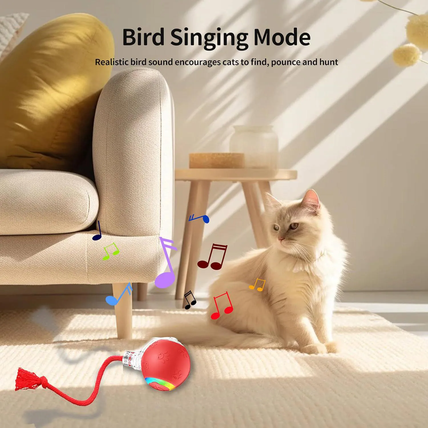 Pelota Interactiva para Gato con Luz RGB y Movimiento Activado por Contacto 4