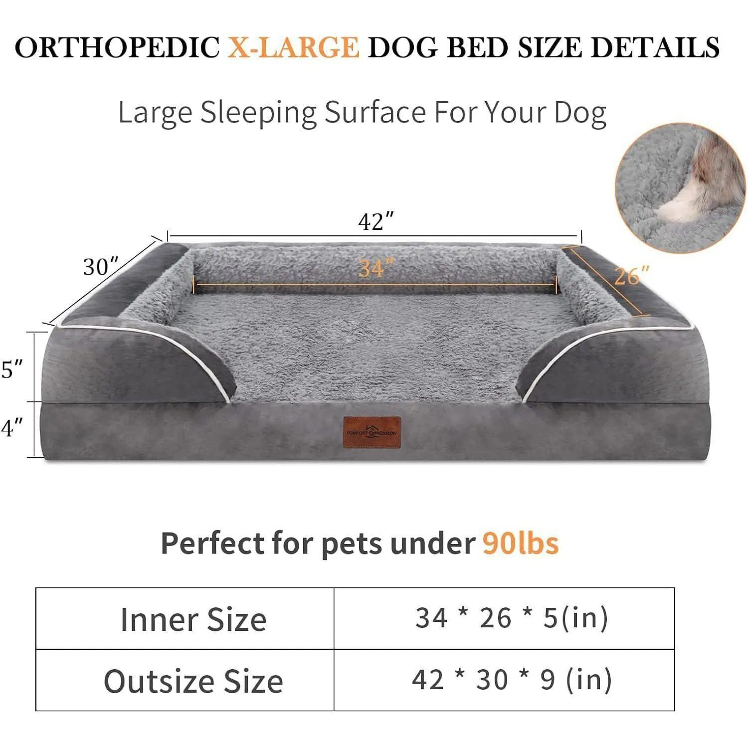 Cama Ortopédica XL Impermeable con Refuerzo y Funda Lavable Comfort 4