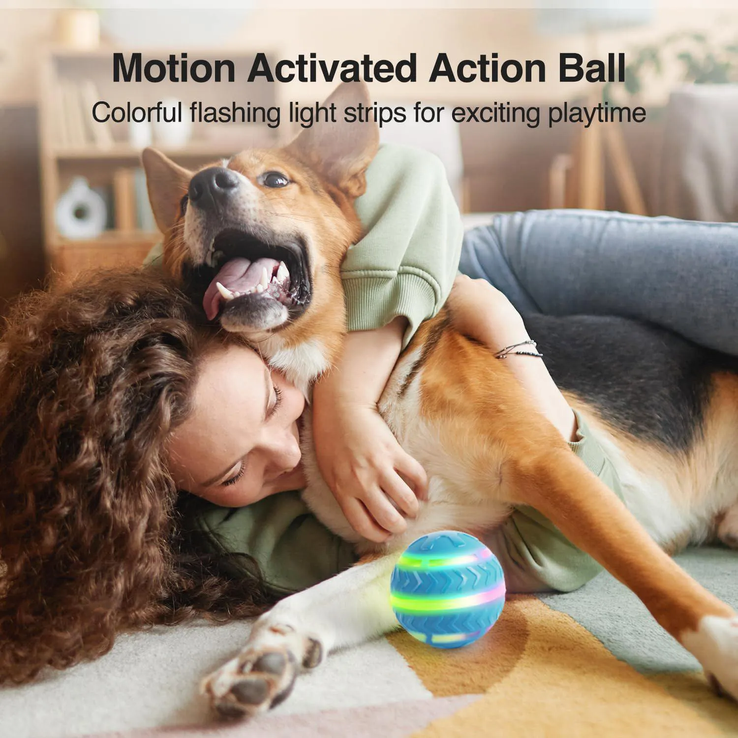 Pelota Interactiva LED para Perros con Movimiento Automático Recargable 9