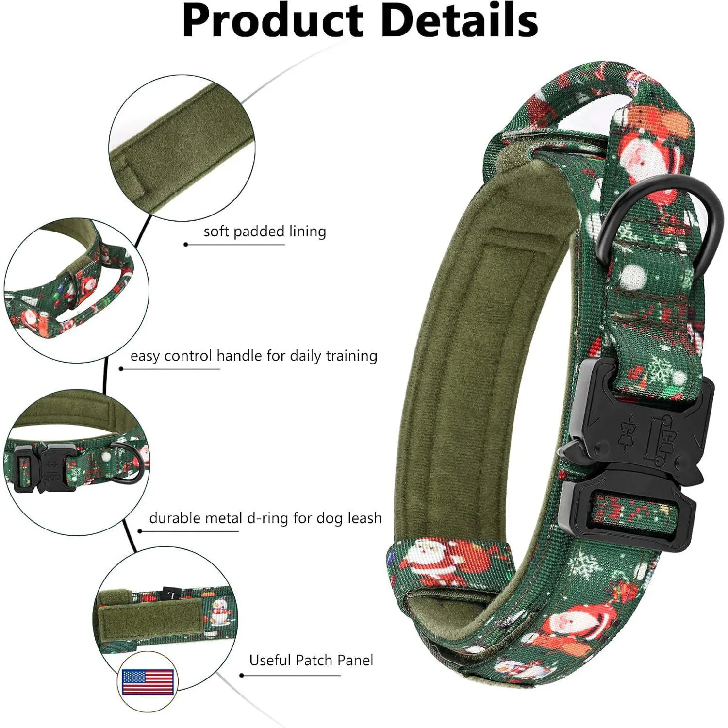 Collar Táctico para Perro Daganxi con Asa y Funda para AirTag 3