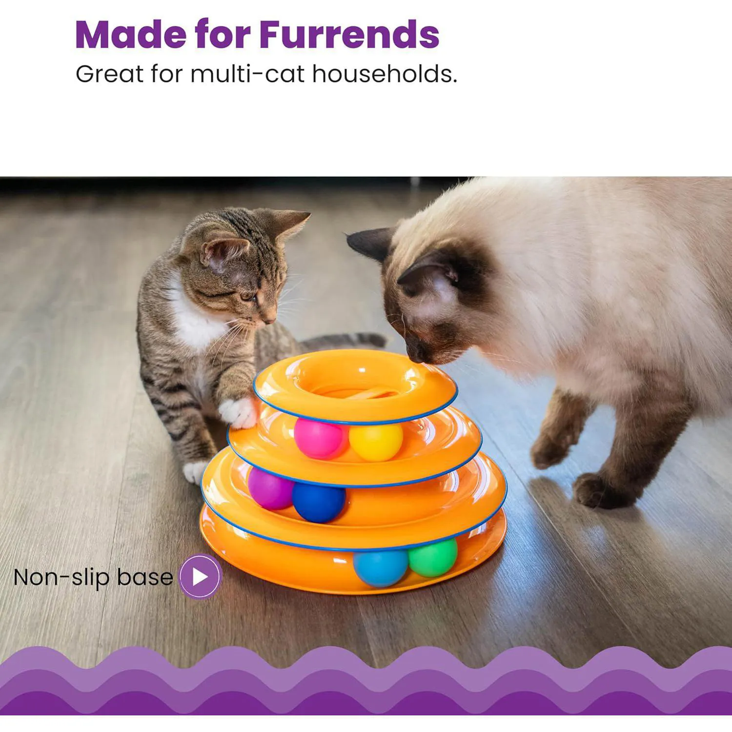 Juguete Interactivo Catstages Torre de Niveles con Pelotas Giratorias para Gatos 4