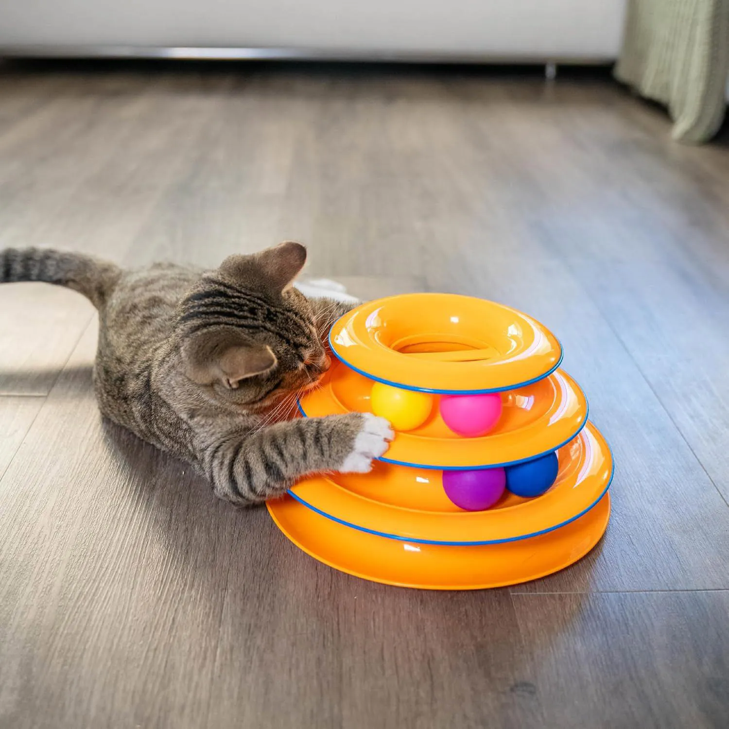 Juguete Interactivo Catstages Torre de Niveles con Pelotas Giratorias para Gatos 7