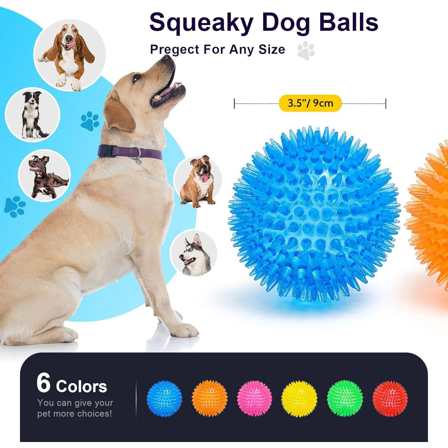 Pelotas Chirriantes Para Perros Resistentes Sin BPA Con Textura Para Dentición