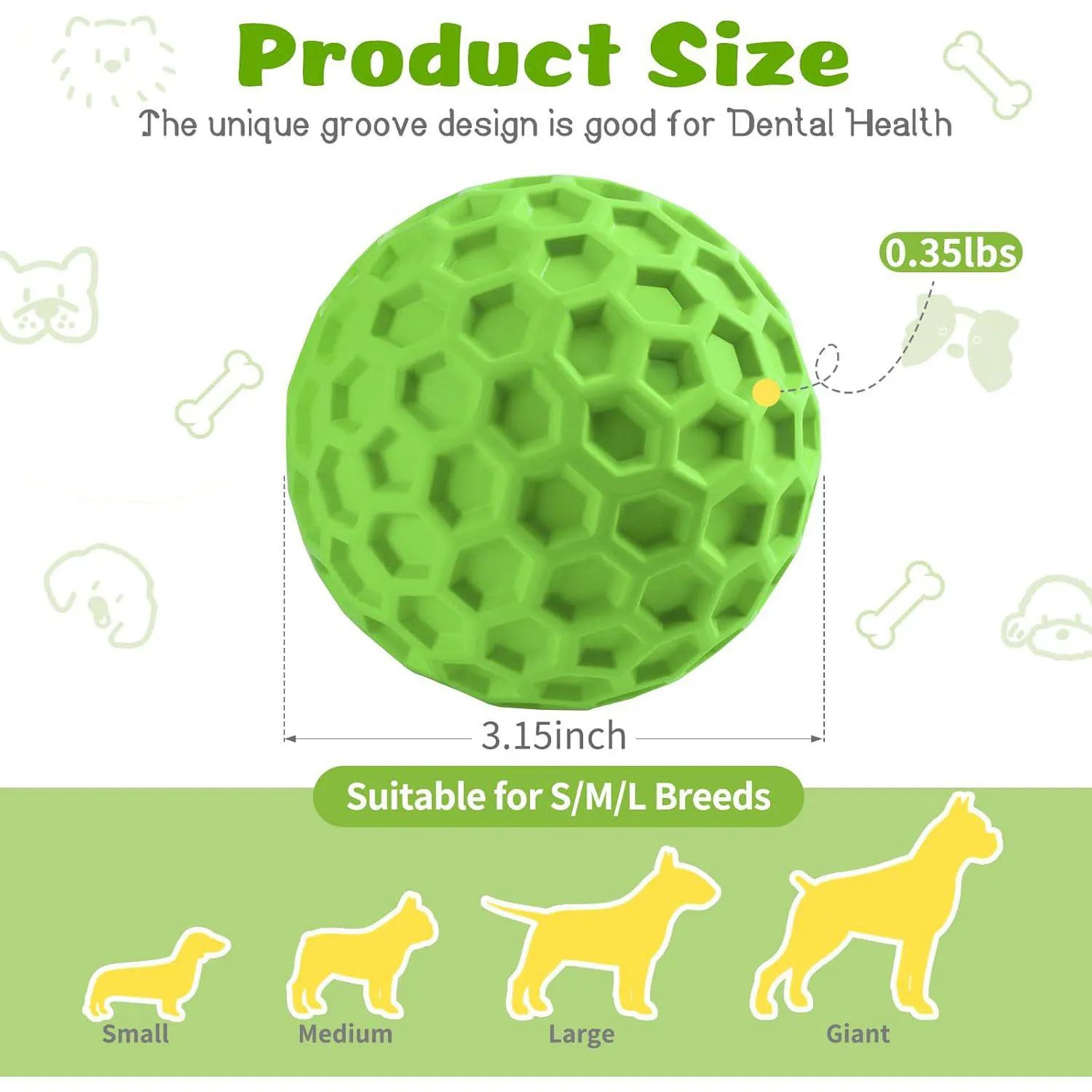 Pelota Interactiva Chirriante Para Perros Grandes Con Limpieza Dental