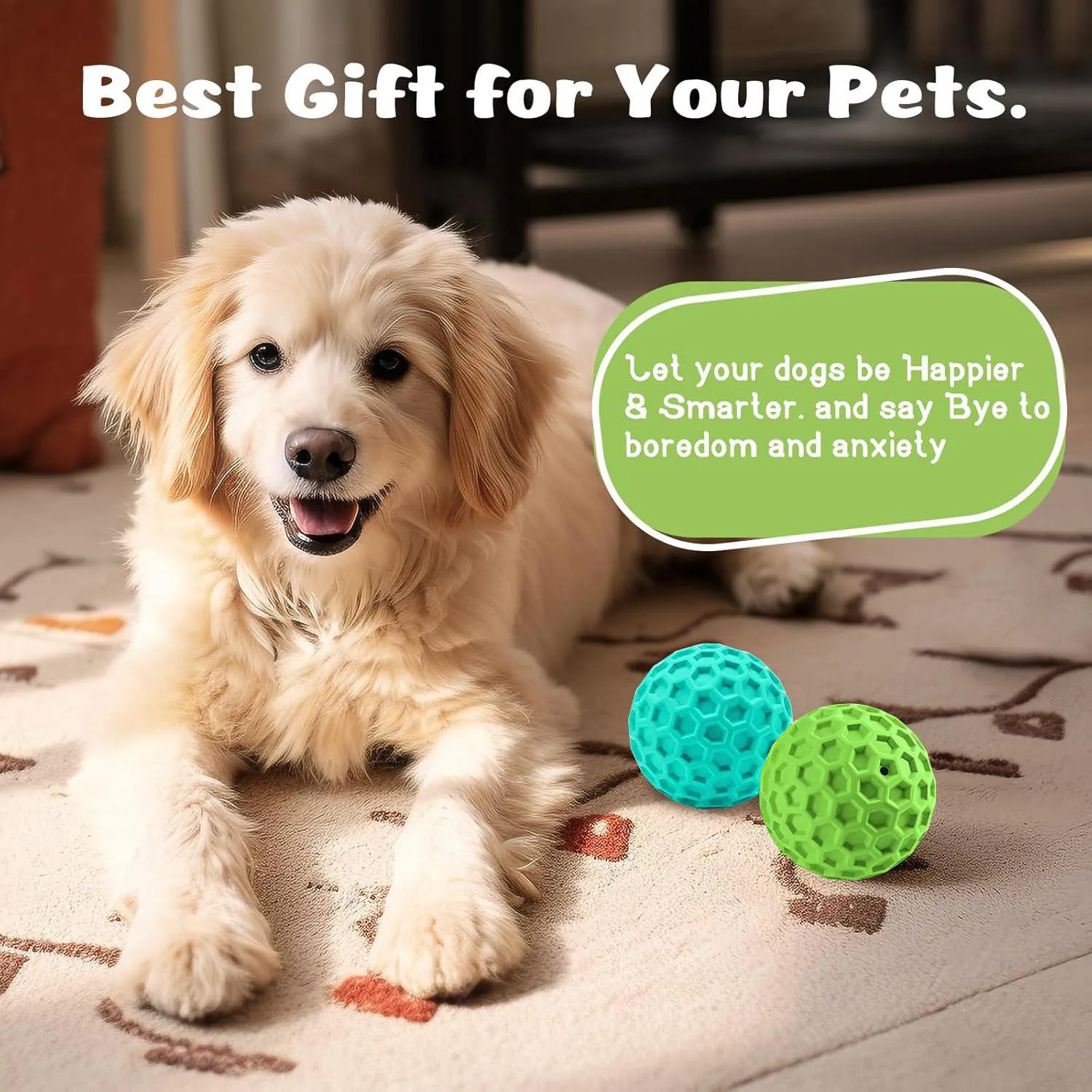 Pelota Interactiva Chirriante Para Perros Grandes Con Limpieza Dental 8