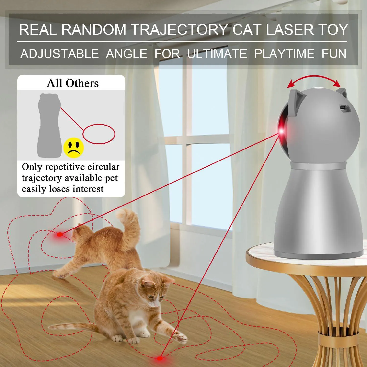 Juguete Láser Automático para Gatos con Movimiento Aleatorio y Sensor Inteligente