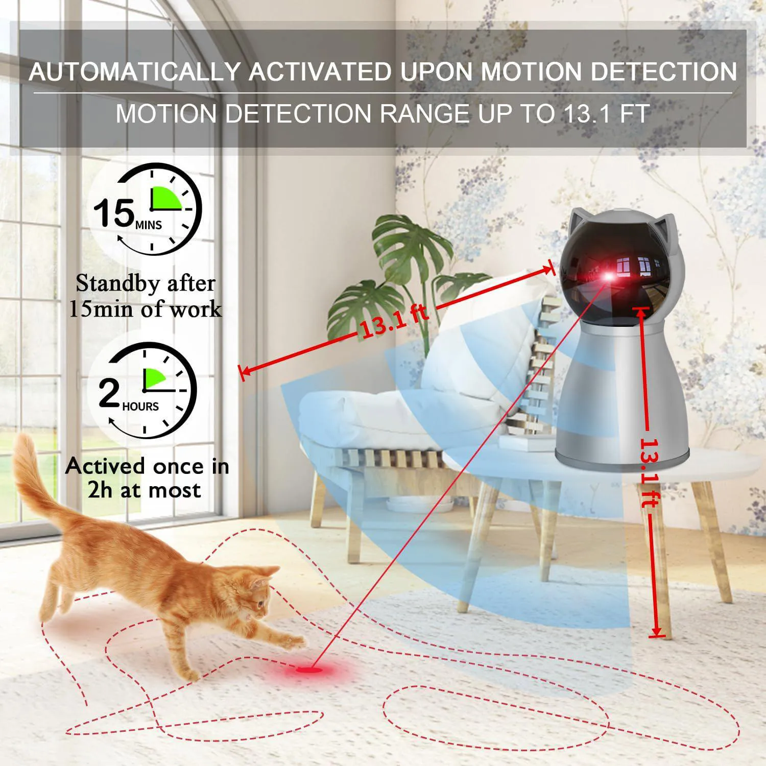 Juguete Láser Automático para Gatos con Movimiento Aleatorio y Sensor Inteligente 3