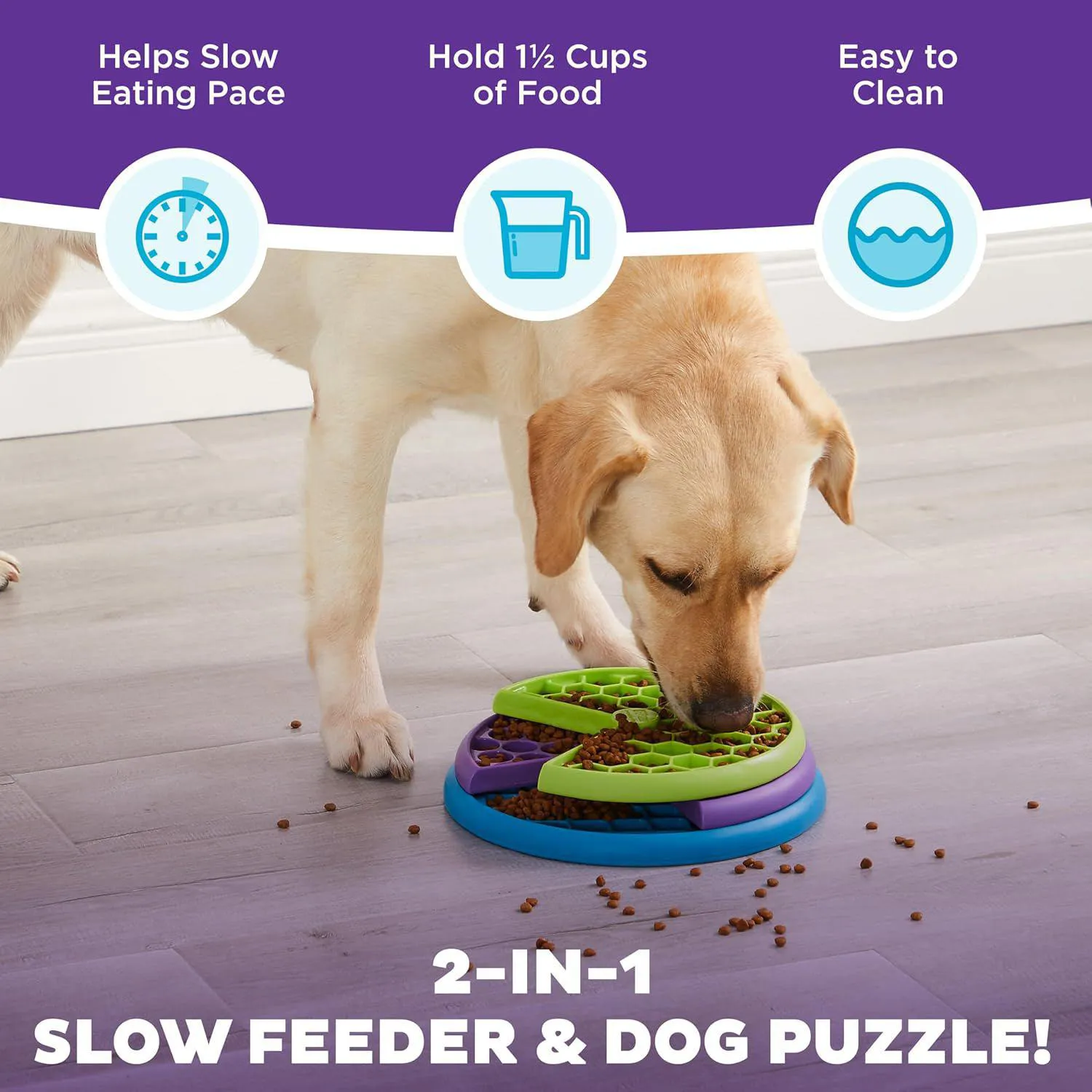 Comedero Interactivo De Rompecabezas Para Perros Con Capas Giratorias