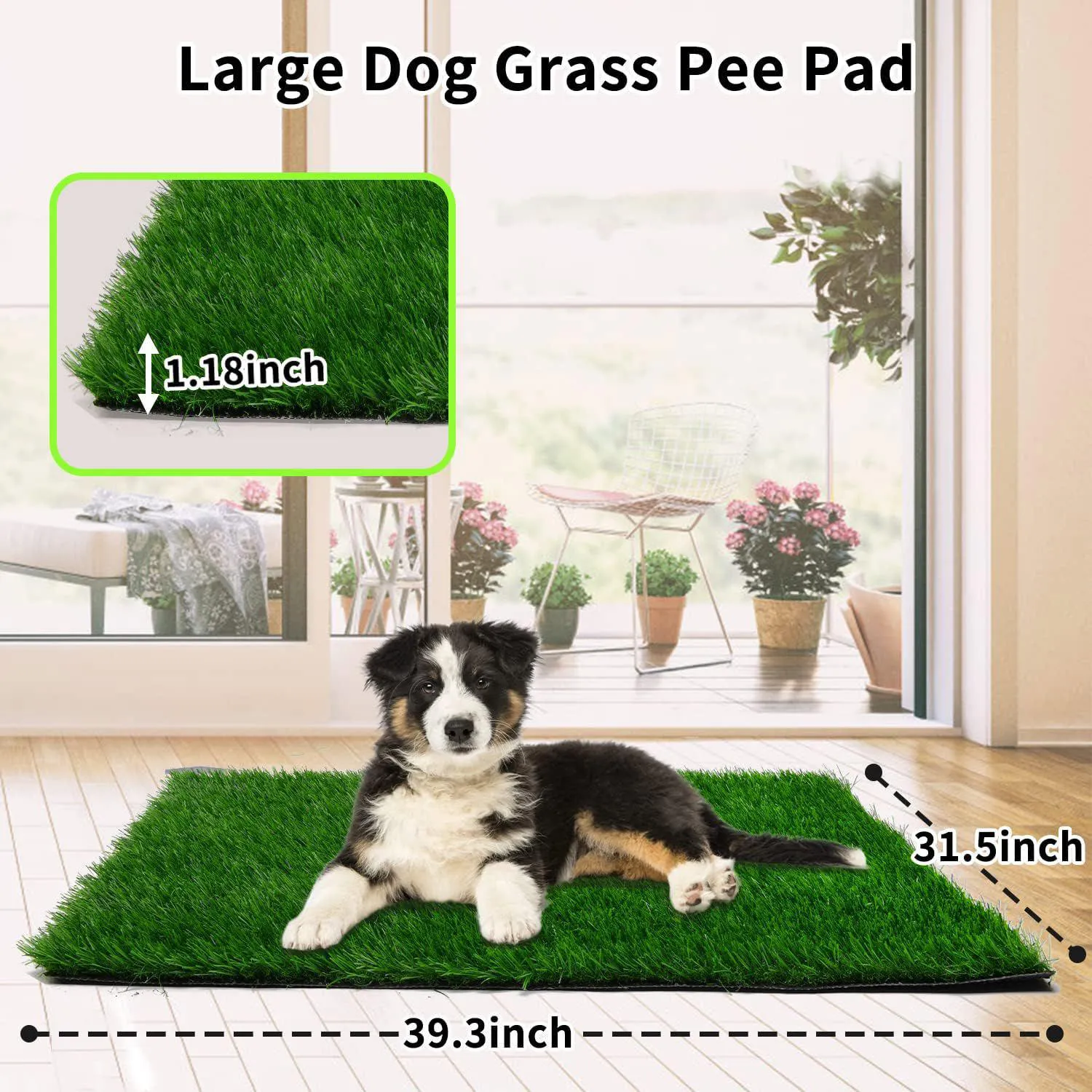 Tapete de Césped Artificial para Perros con Drenaje Rápido y Alta Absorción Color Verde