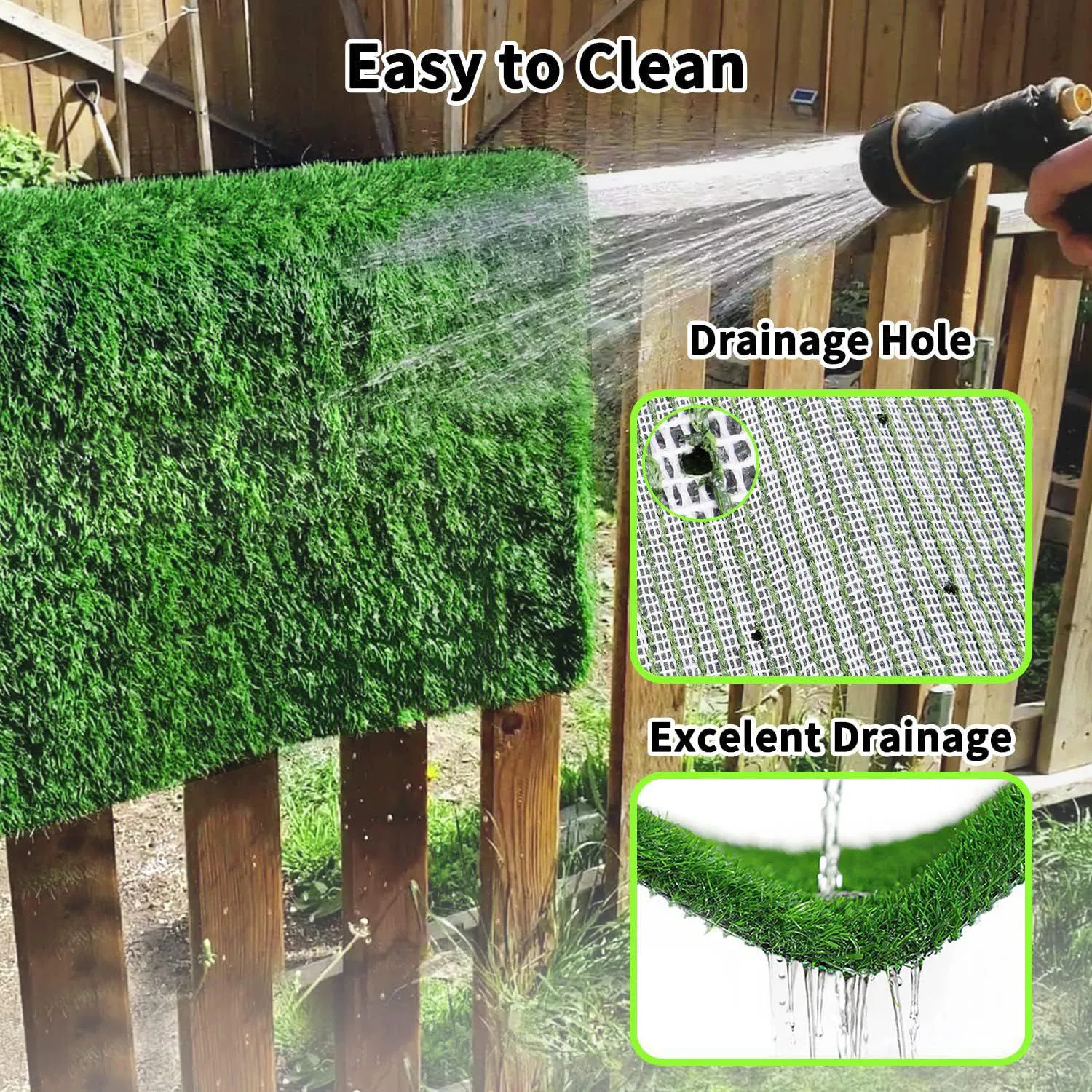 Tapete de Césped Artificial para Perros con Drenaje Rápido y Alta Absorción Color Verde 3