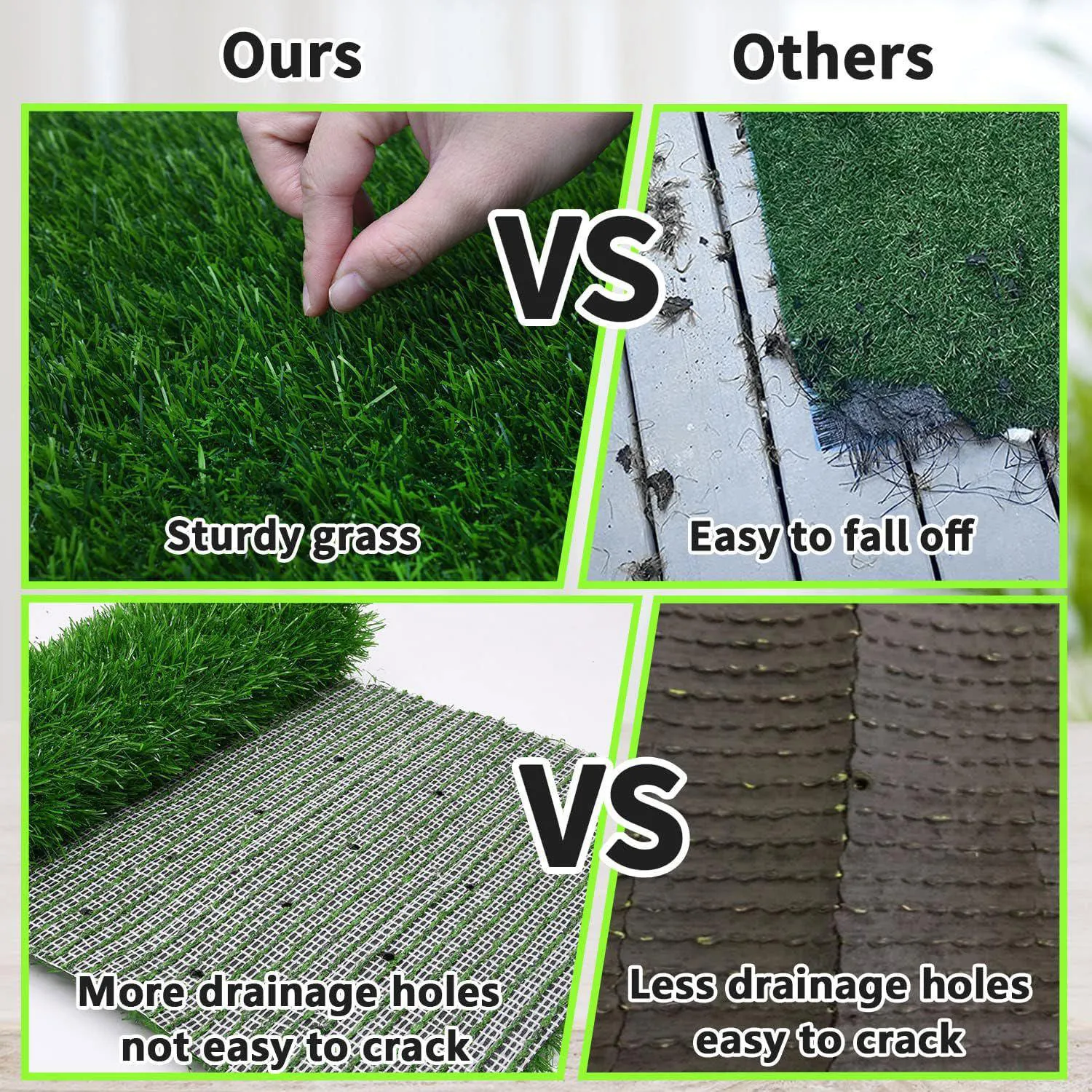 Tapete de Césped Artificial para Perros con Drenaje Rápido y Alta Absorción Color Verde 5