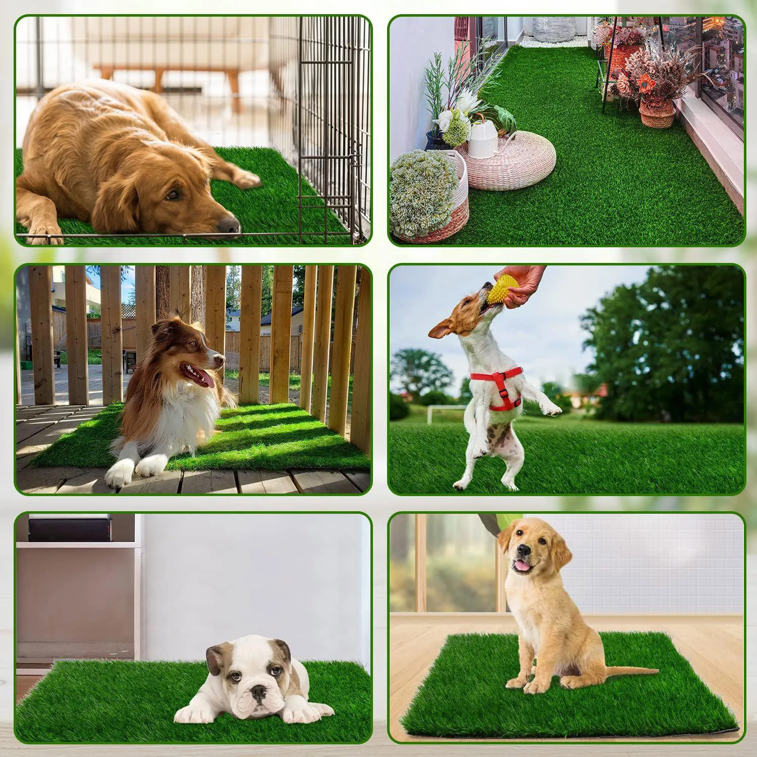 Tapete de Césped Artificial para Perros con Drenaje Rápido y Alta Absorción Color Verde 6