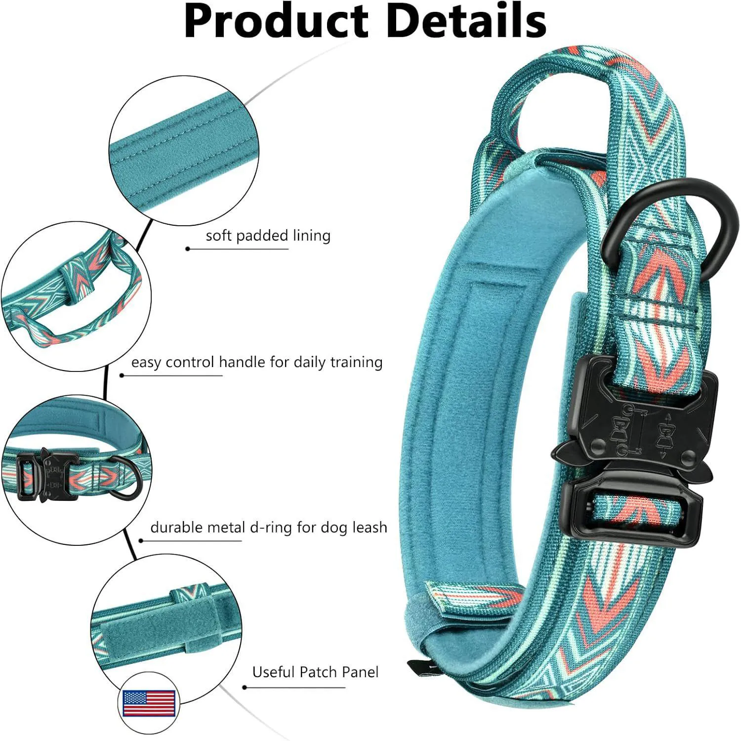 Collar Táctico para Perros Daganxi Nylon Ajustable Verde 3