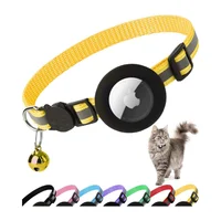 Collar Reflectante para Gato con Soporte Airtag y Campana Dgerp Amarillo