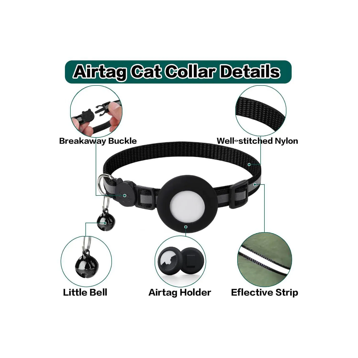 Collar Reflectante para Gato con Soporte Airtag y Campana Dgerp Amarillo 5