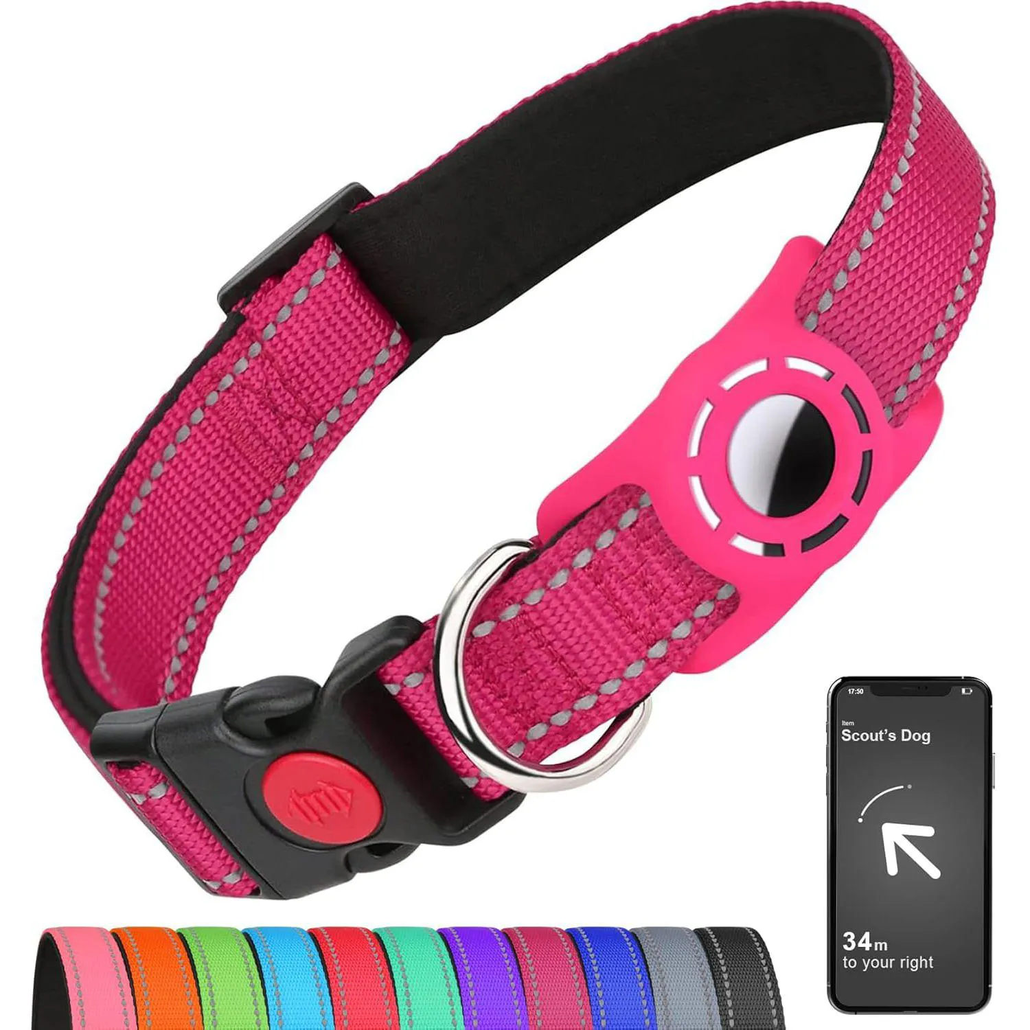 Collar para Perros con Holder AirTag Reflectante Talla S
