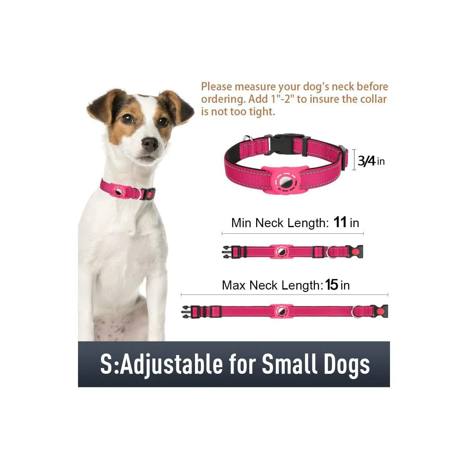 Collar para Perros con Holder AirTag Reflectante Talla S 6