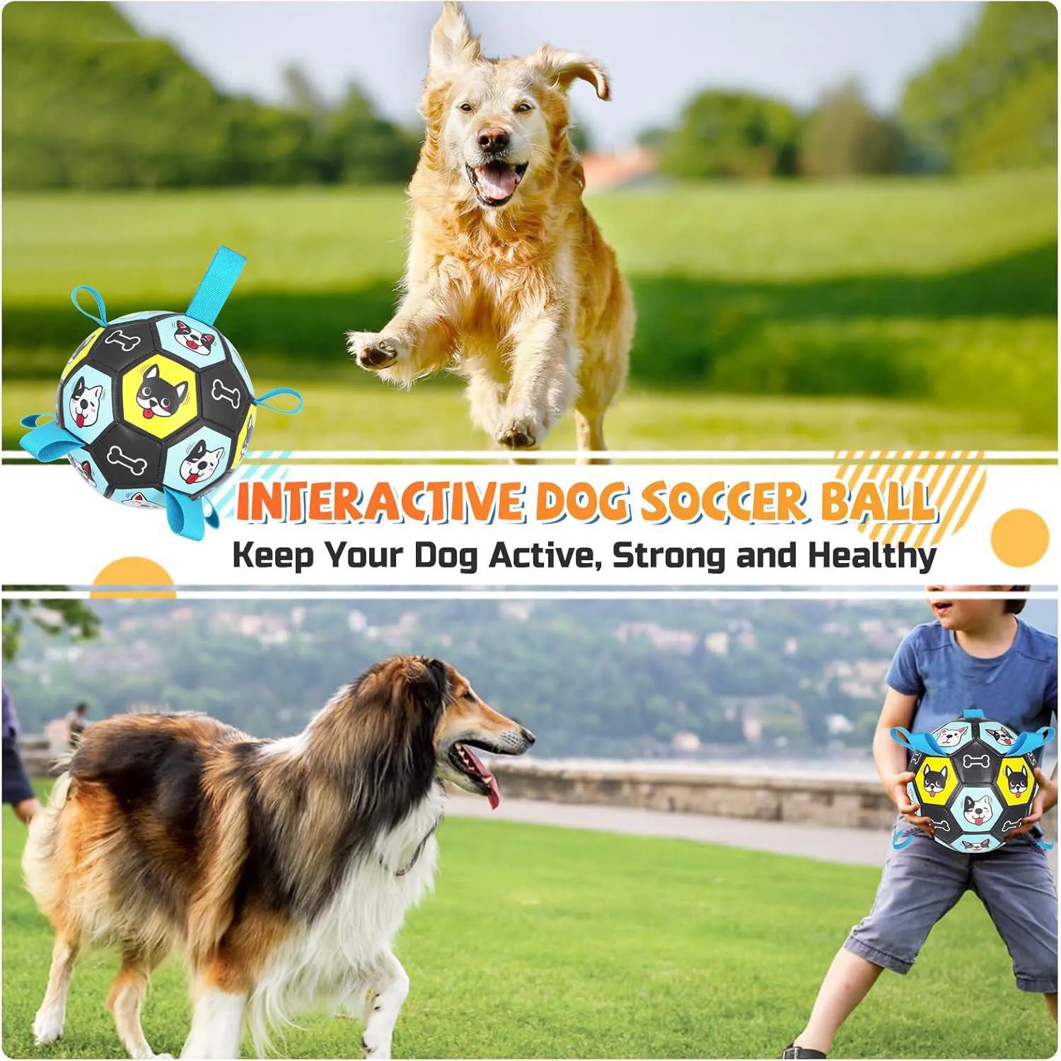 Pelota De Fútbol Para Perros Con Correas Que Flota Y Es Ideal Para Juegos Al Aire Libre 3