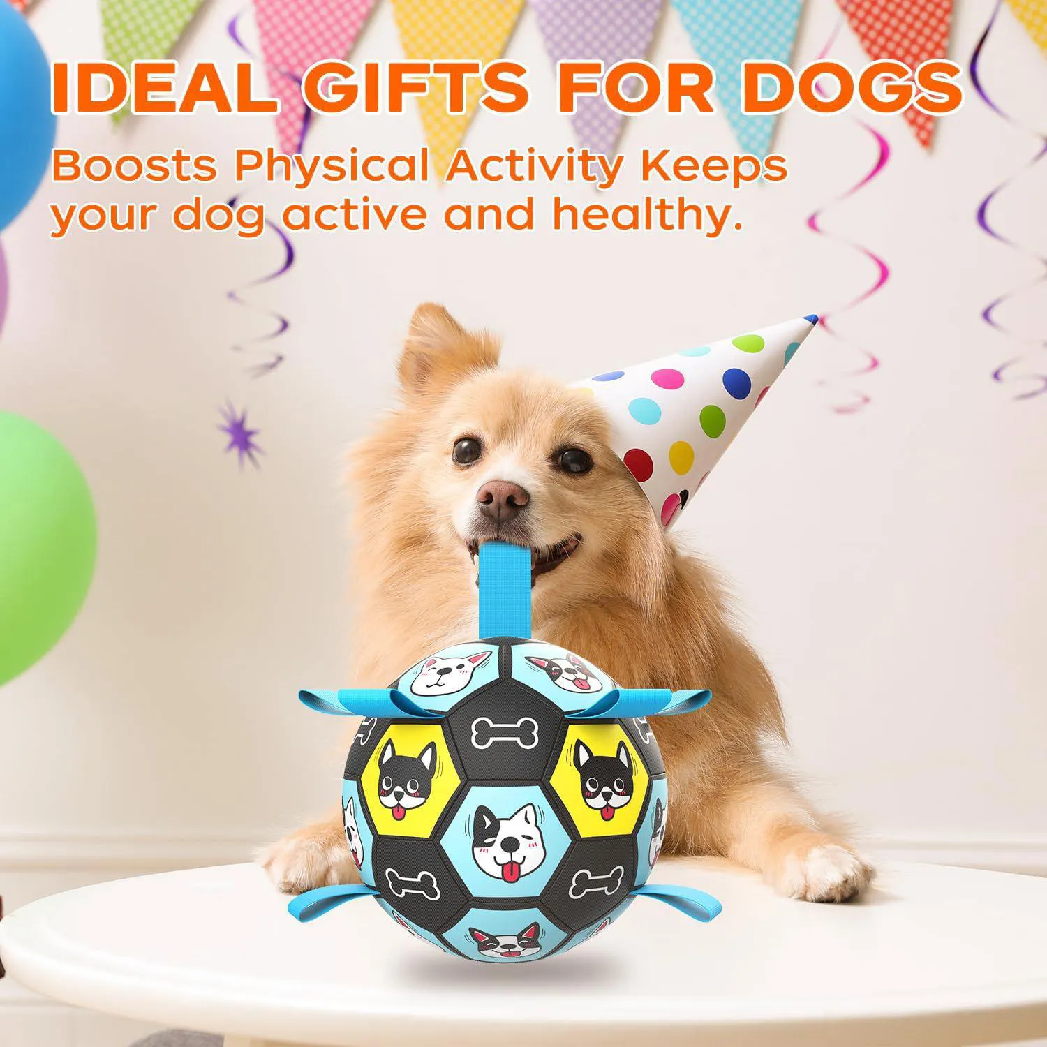 Pelota De Fútbol Para Perros Con Correas Que Flota Y Es Ideal Para Juegos Al Aire Libre 4