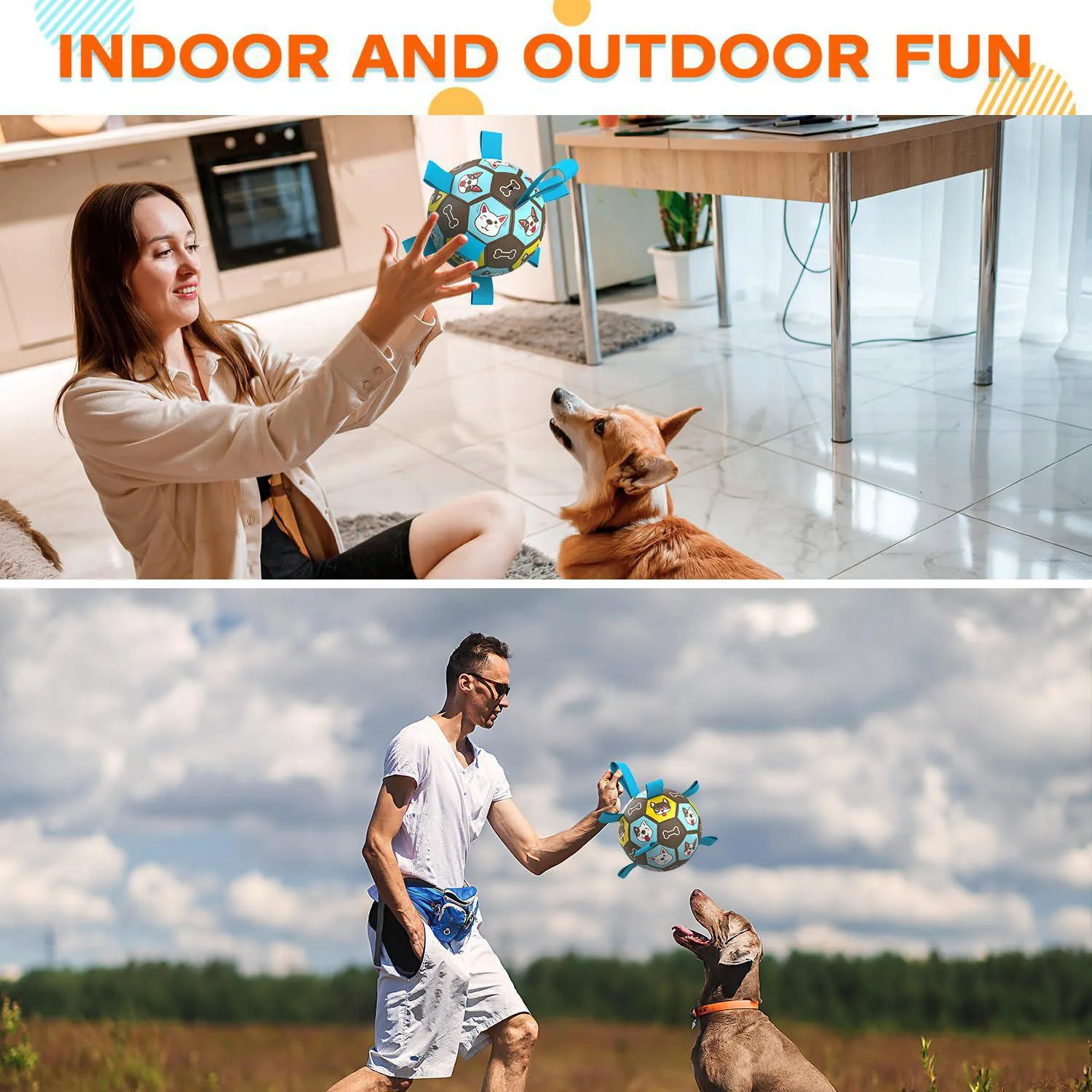 Pelota De Fútbol Para Perros Con Correas Que Flota Y Es Ideal Para Juegos Al Aire Libre 5