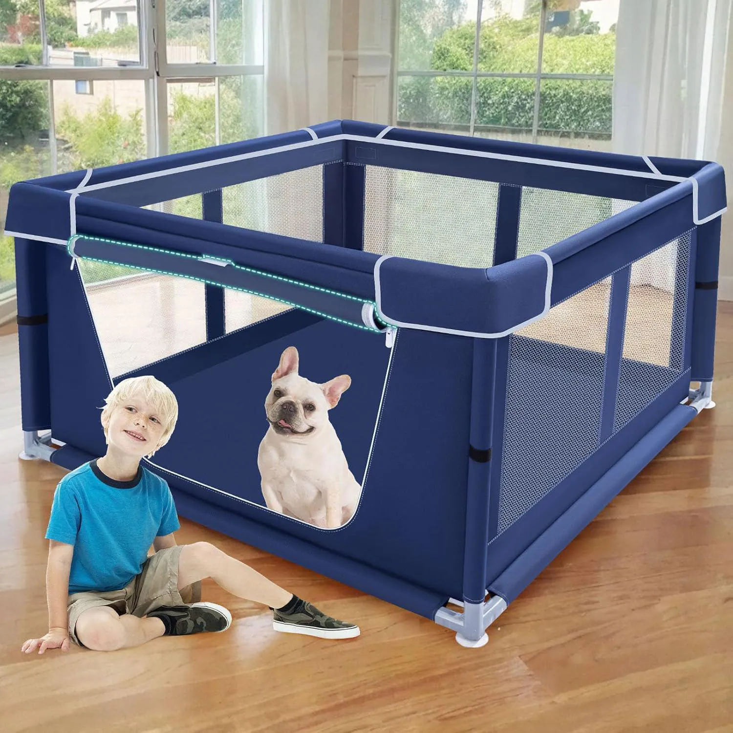 Corral XVISHX para Cachorros de 106 cm con Puerta y Tela Reforzada