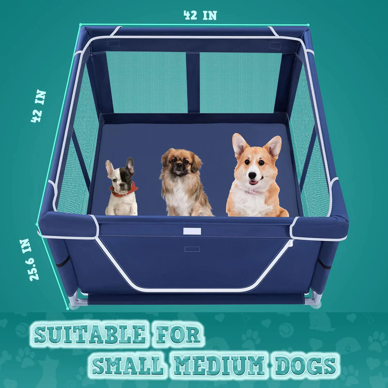 Corral XVISHX para Cachorros de 106 cm con Puerta y Tela Reforzada 7