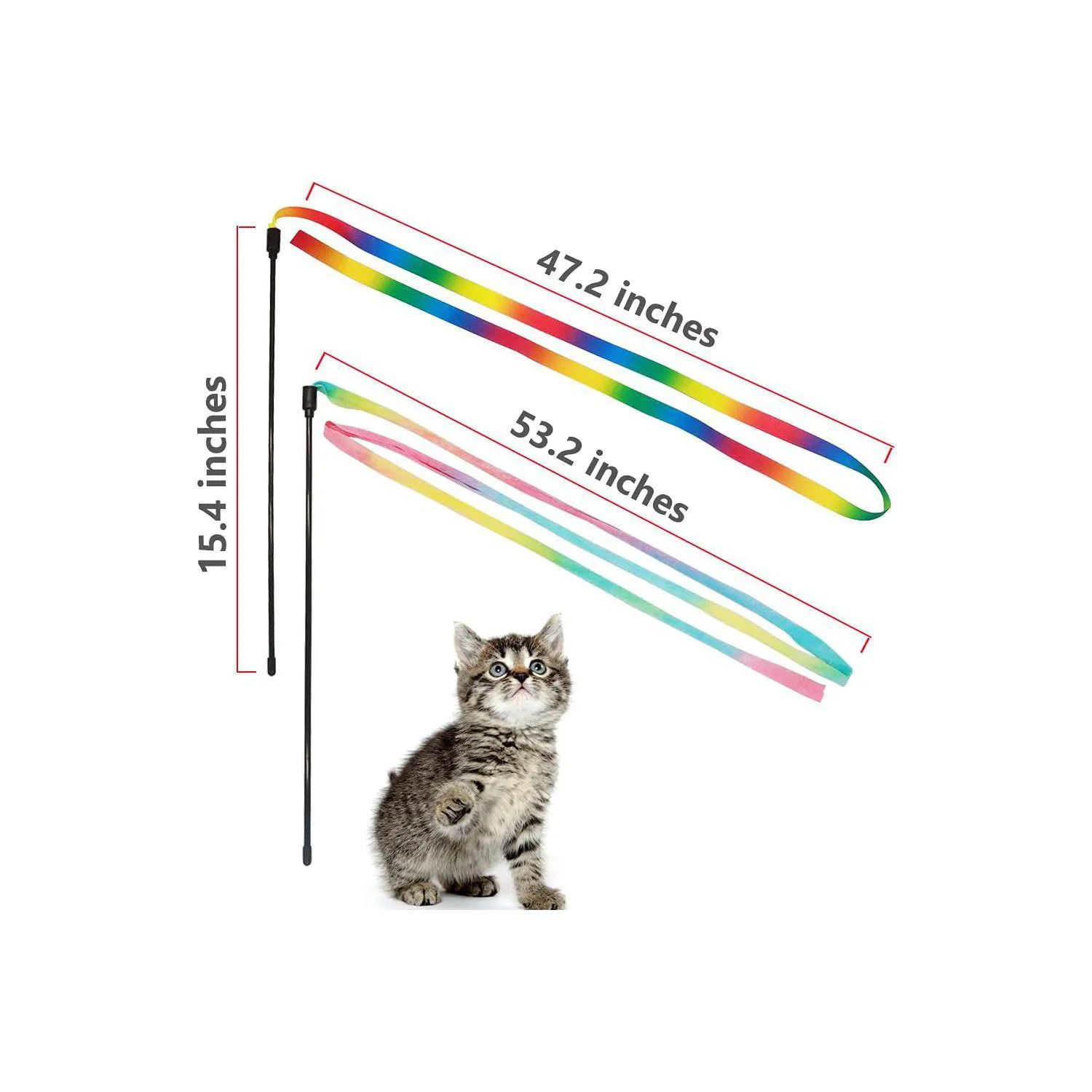 Varitas Interactivas para Gatos con Cinta Multicolor y Mango Flexible