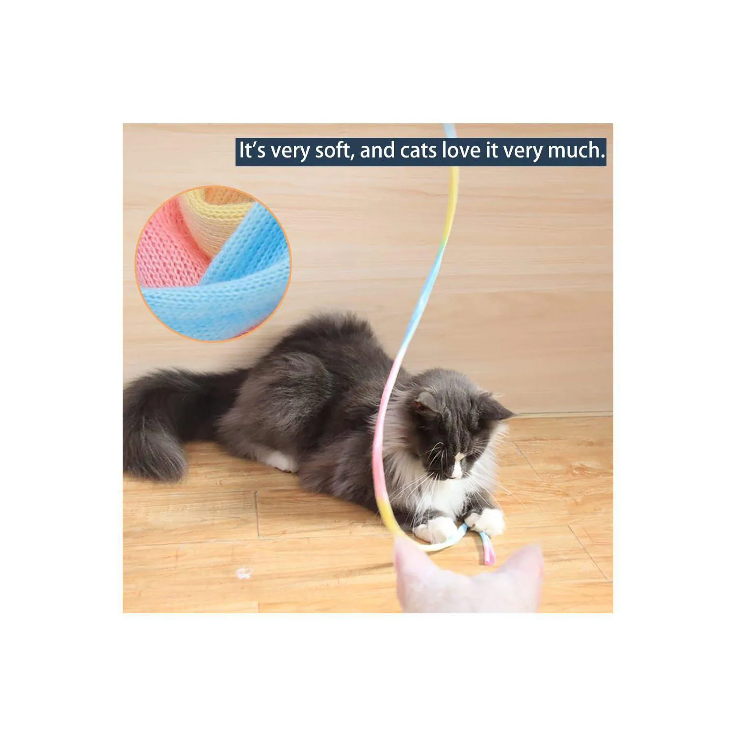 Varitas Interactivas para Gatos con Cinta Multicolor y Mango Flexible 3