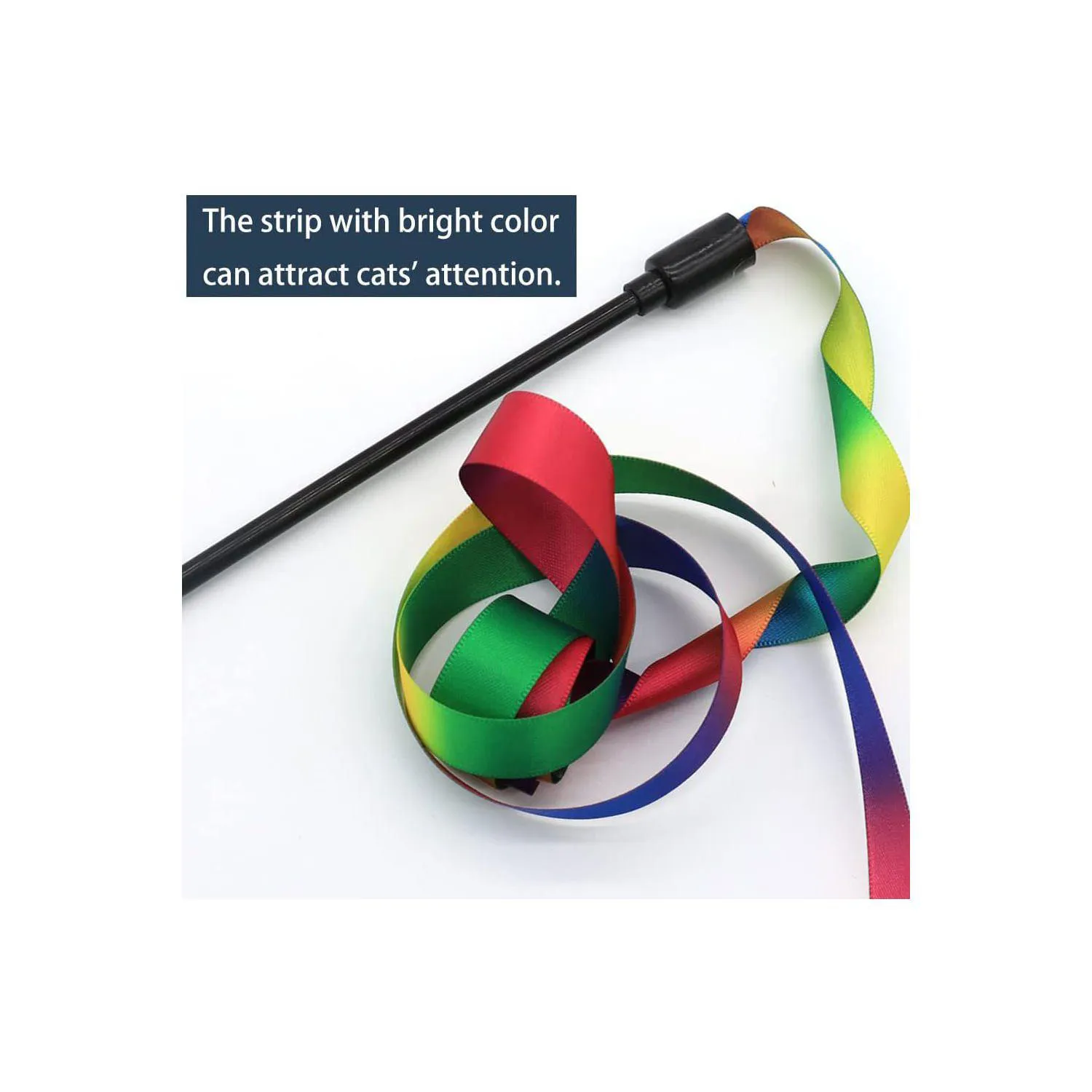 Varitas Interactivas para Gatos con Cinta Multicolor y Mango Flexible 4