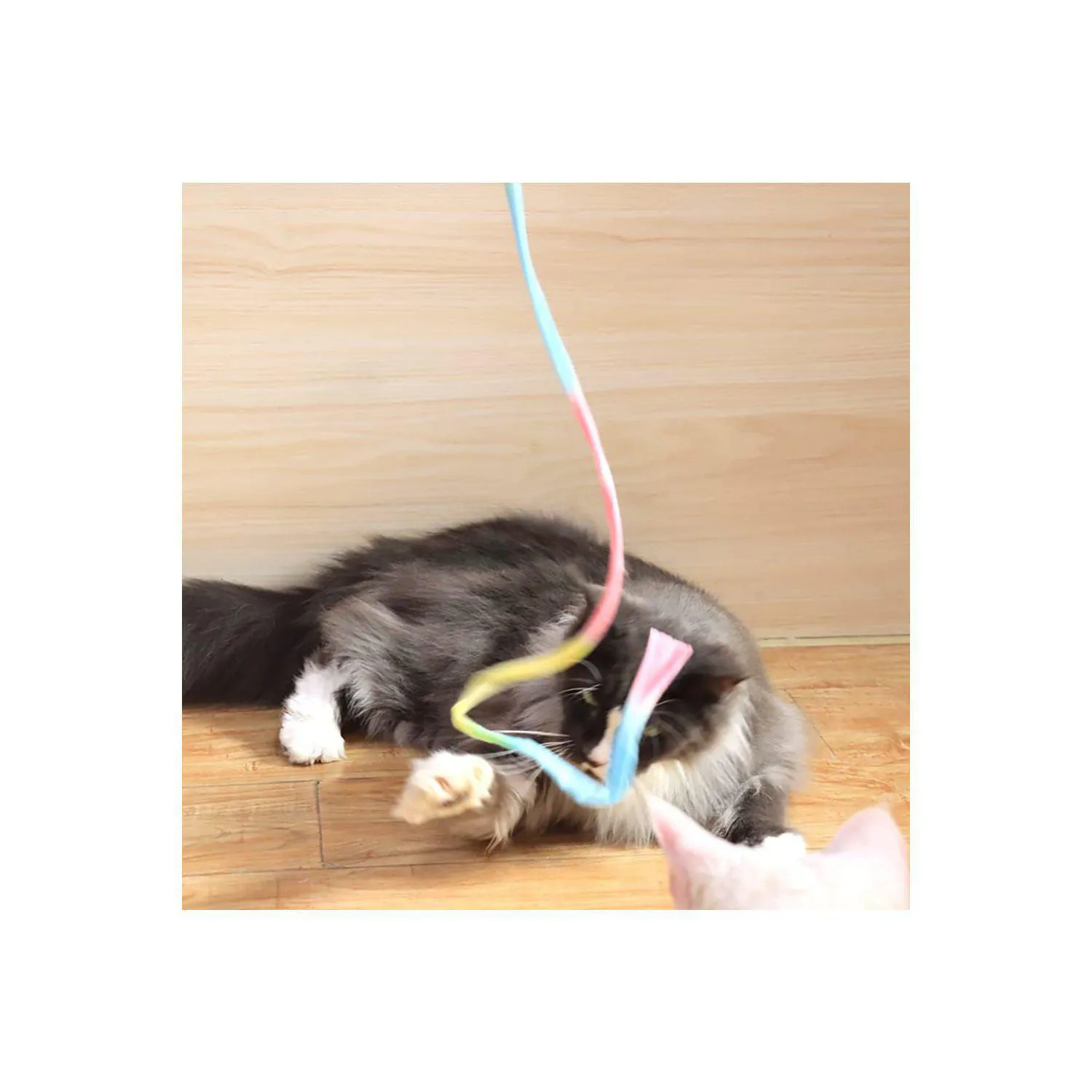 Varitas Interactivas para Gatos con Cinta Multicolor y Mango Flexible 6