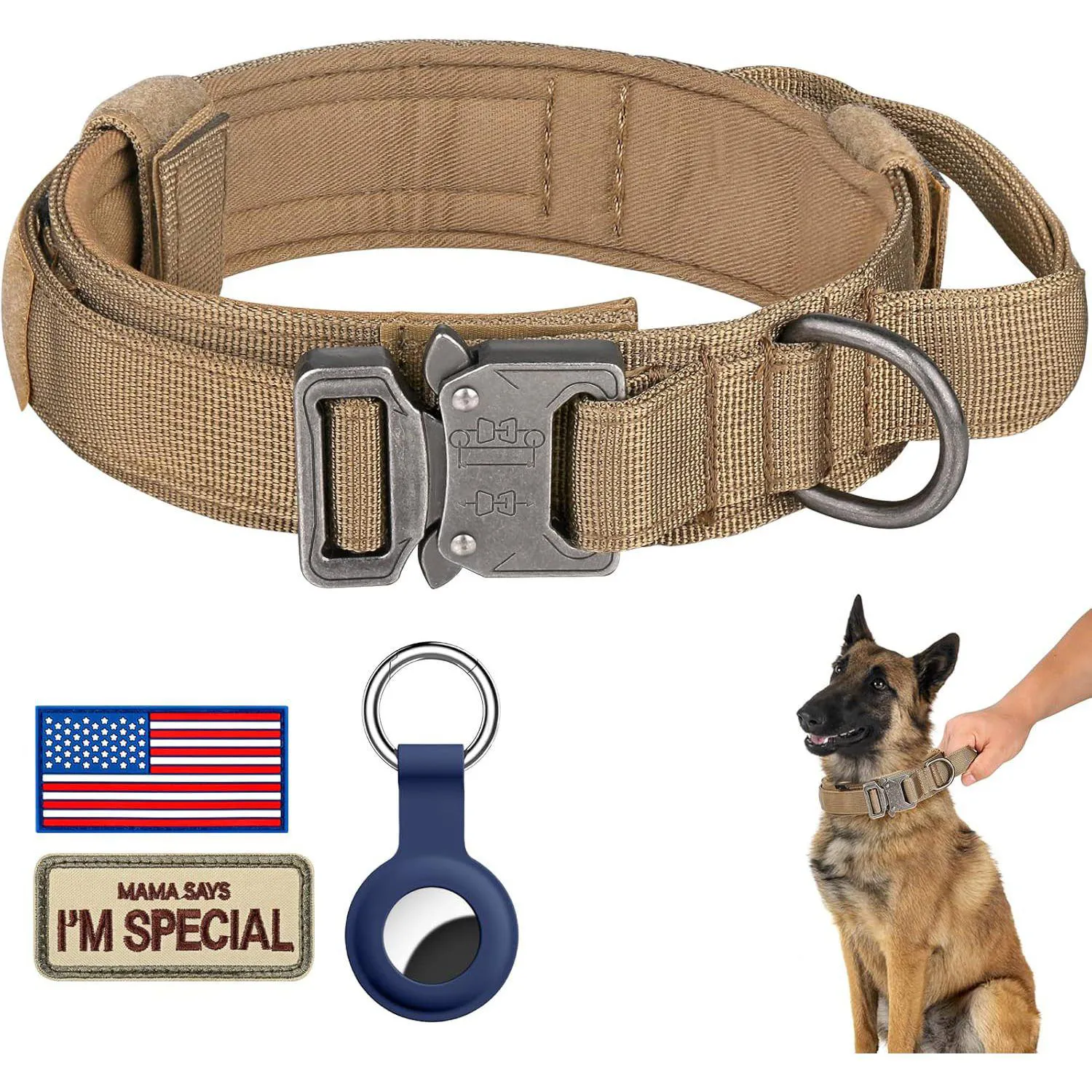Collar Táctico Ajustable para Perro XXL con Asa