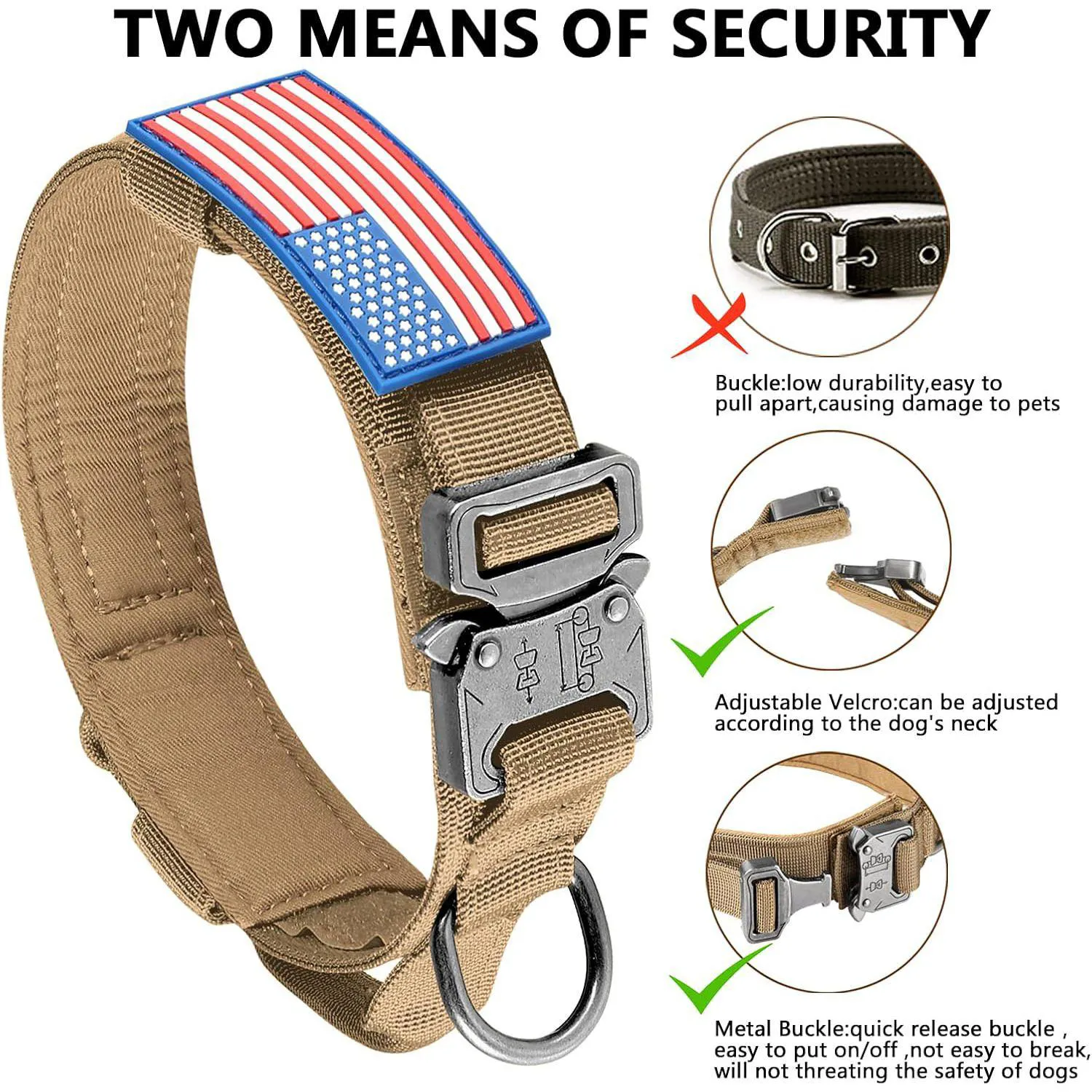 Collar Táctico Ajustable para Perro XXL con Asa 5
