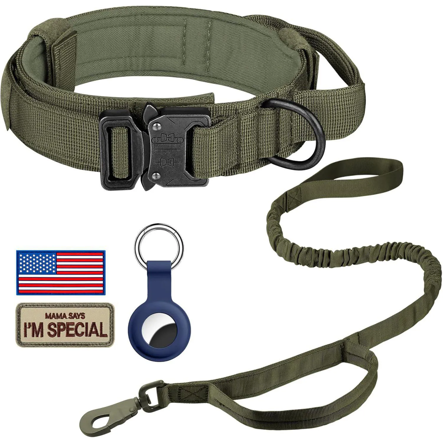 Collar Táctico para Perro Daganxi Ajustable con Asa y AirTag