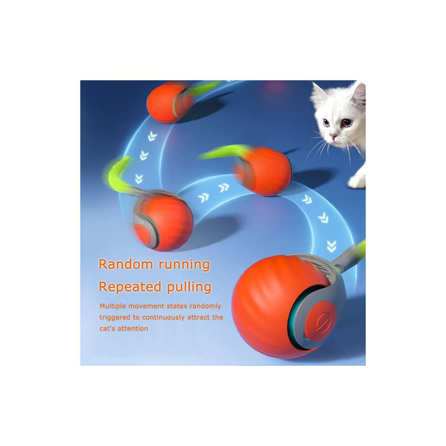 Pelotas Automáticas para Gatos con Movimiento Inteligente y Pluma Estimulante 4